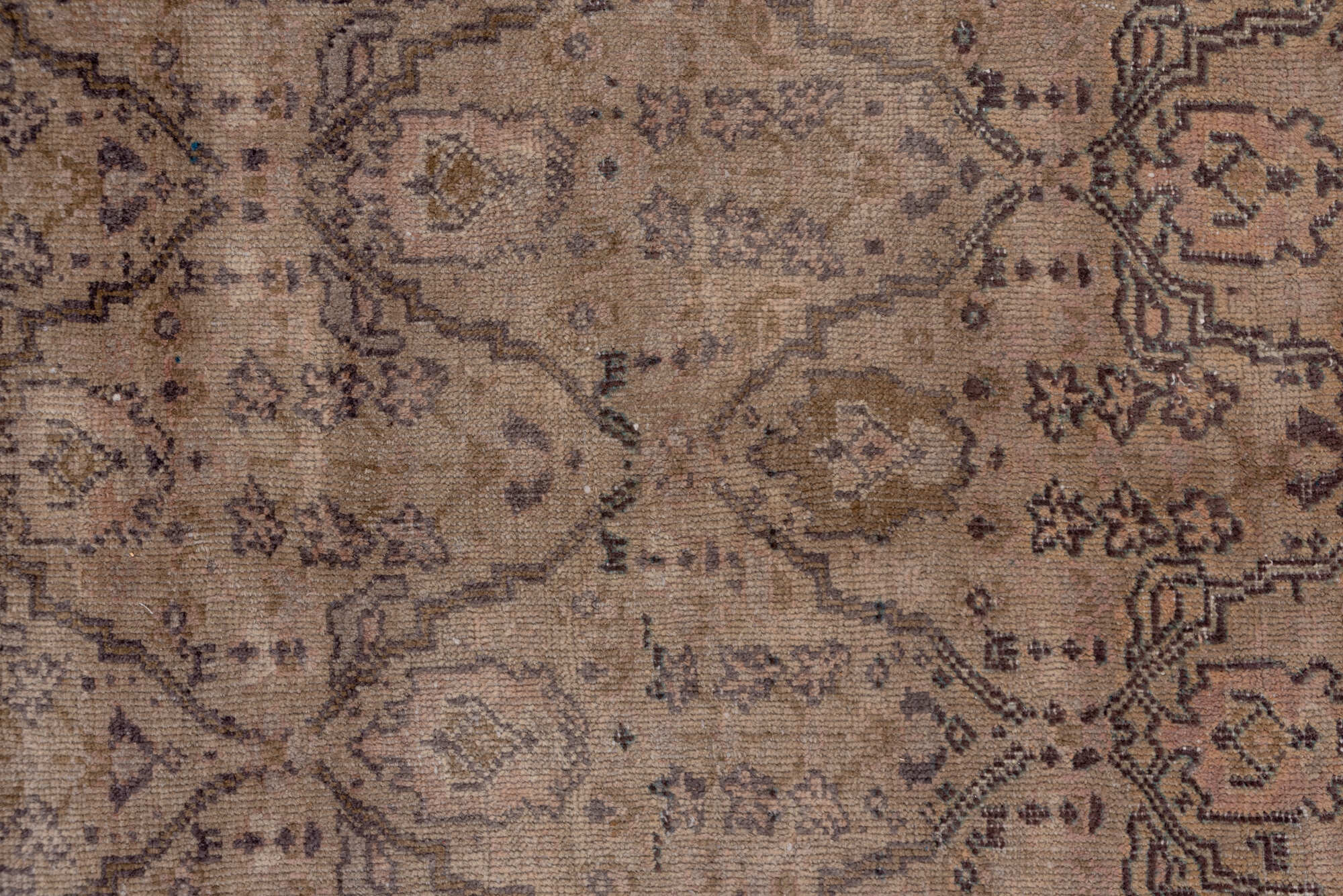 8' x 12' one-of-a-kind handmade vintage Sivas large size rug. Color palette: black, brown, gray, light gray, off-white, pink