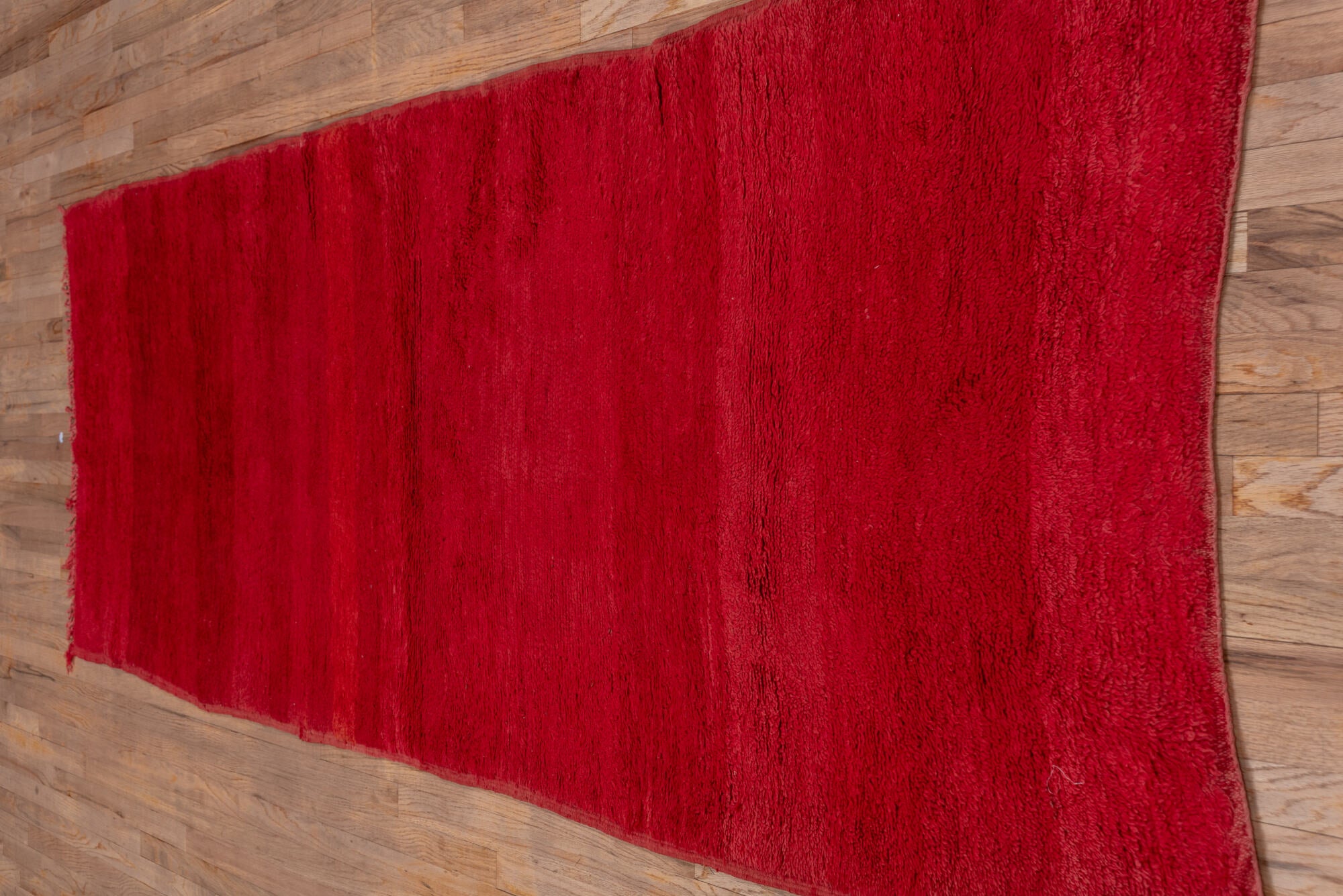 3' x 10' one-of-a-kind handmade vintage Moroccan runner rug. Color palette: brown, off-white, pink, red, rosy brown, snow