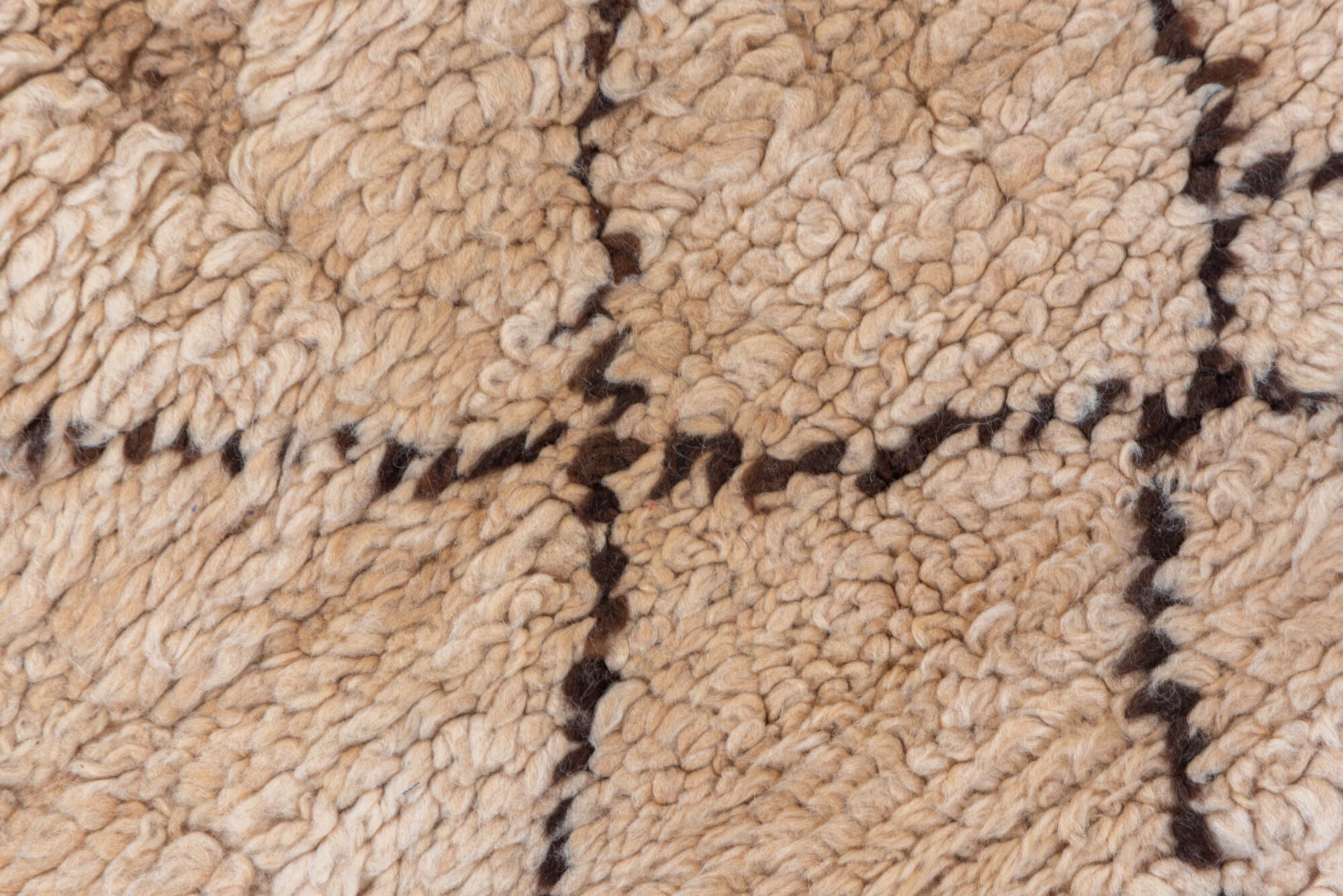 3' x 9' one-of-a-kind handmade vintage Moroccan runner rug. Color palette: brown, gray, off-white, pink, snow, white