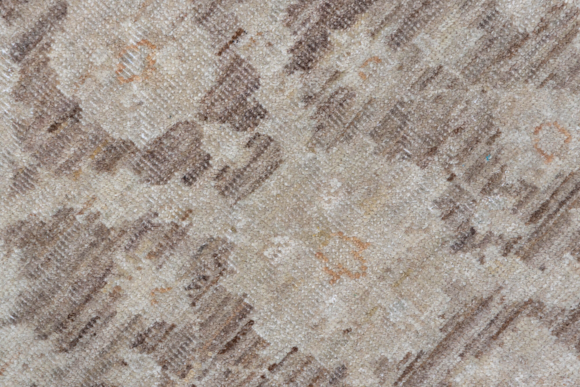 4' x 5' one-of-a-kind handmade vintage Sivas small size rug. Color palette: brown, gray, light gray, off-white, orange, pink