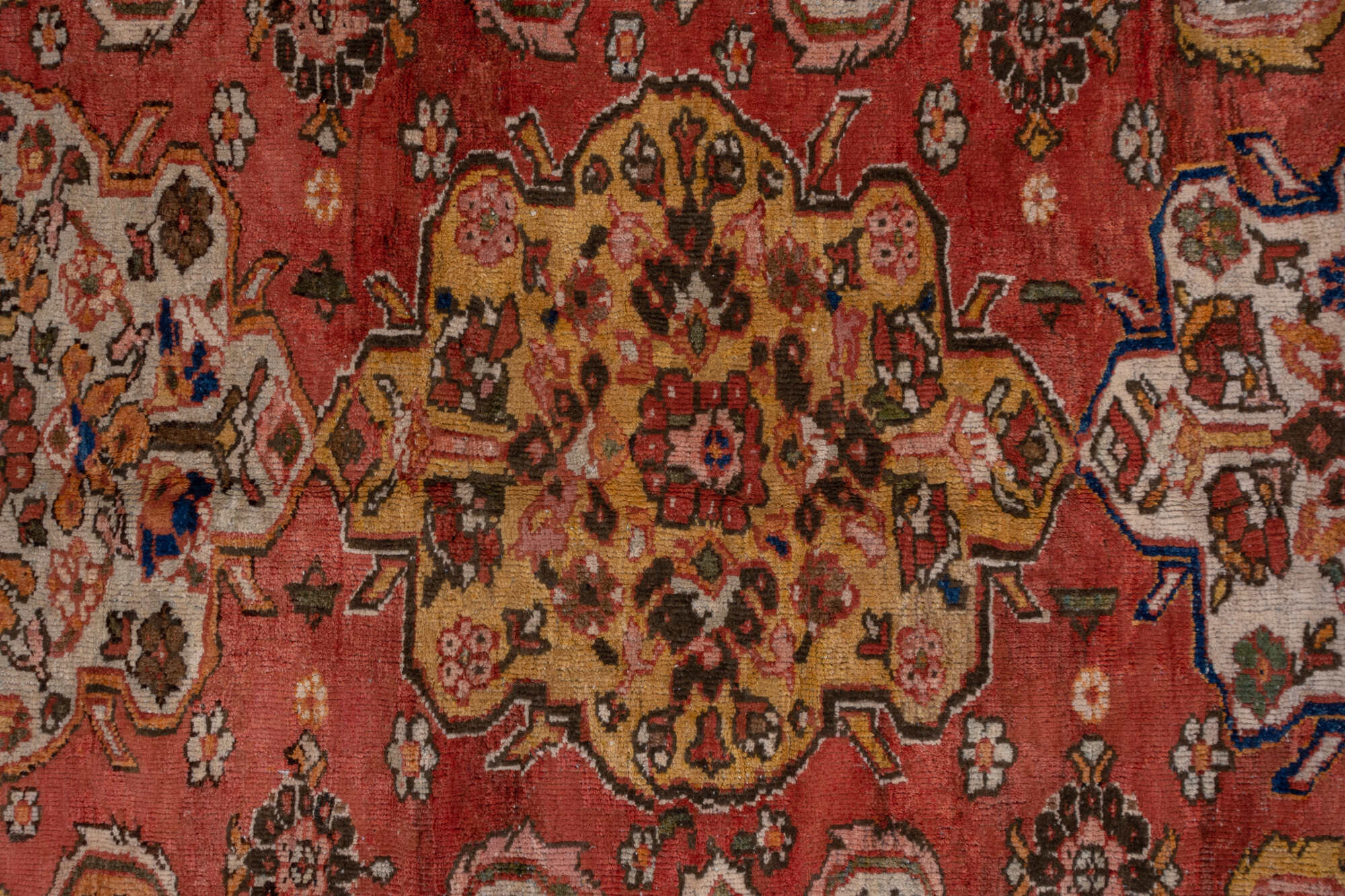 11' x 19' one-of-a-kind handmade vintage Sultanabad oversize rug. Color palette: blue, brown, gray, light gray, pink, red
