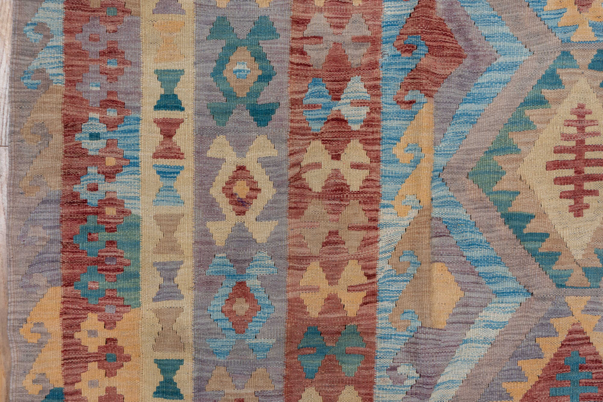 8' x 11' one-of-a-kind handmade vintage Kilim large size rug. Color palette: brown, dark gray, gray, light gray, orange