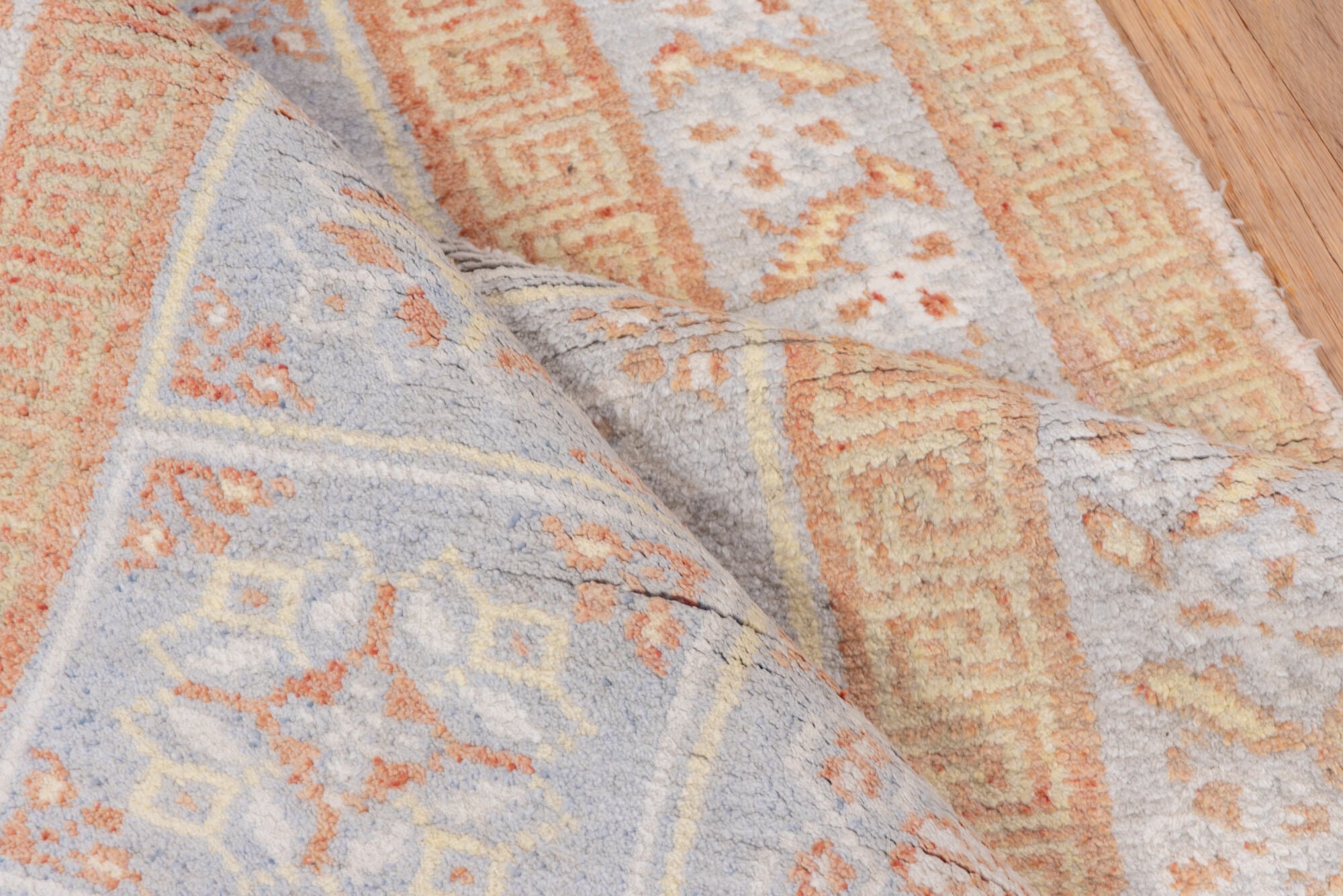 4' x 6' one-of-a-kind handmade vintage Cotton Agra small size rug. Color palette: brown, gainsboro, gray, light gray