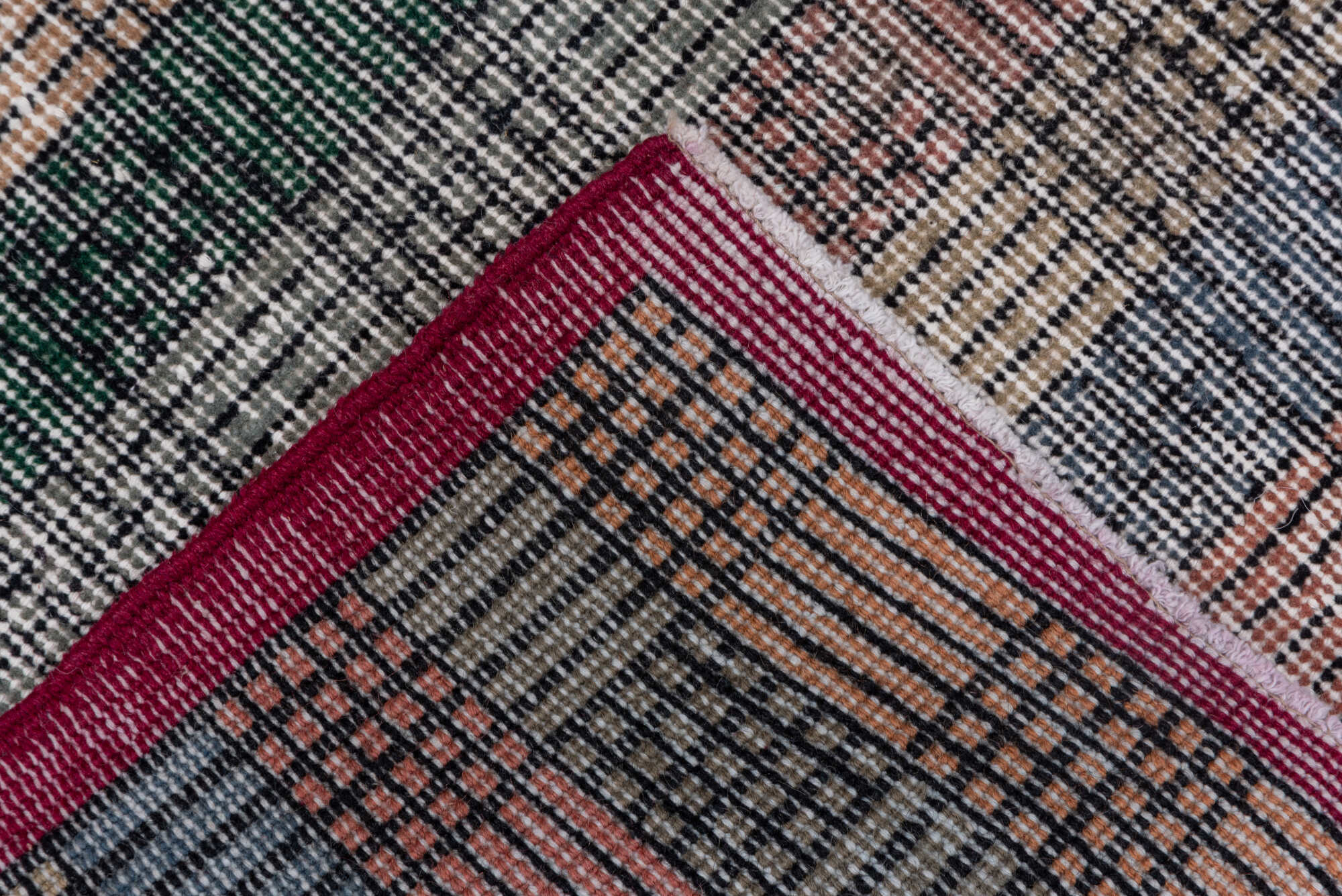 3' x 8' one-of-a-kind handmade vintage Oushak runner rug. Color palette: black, brown, charcoal, dim gray, gray, light gray