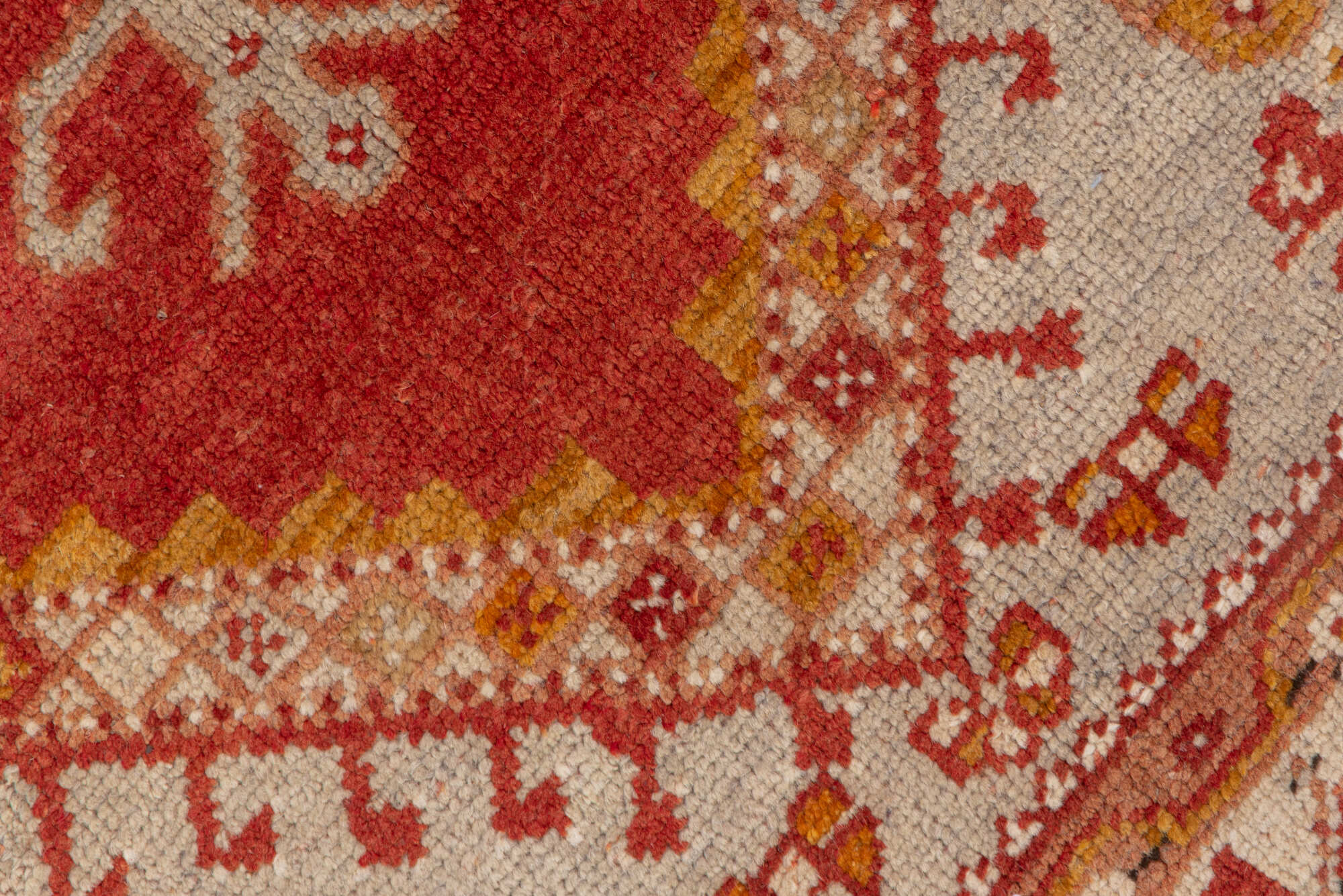 3' x 5' one-of-a-kind handmade vintage Oushak small size rug. Color palette: brown, chocolate, dark red, orange, pink, red