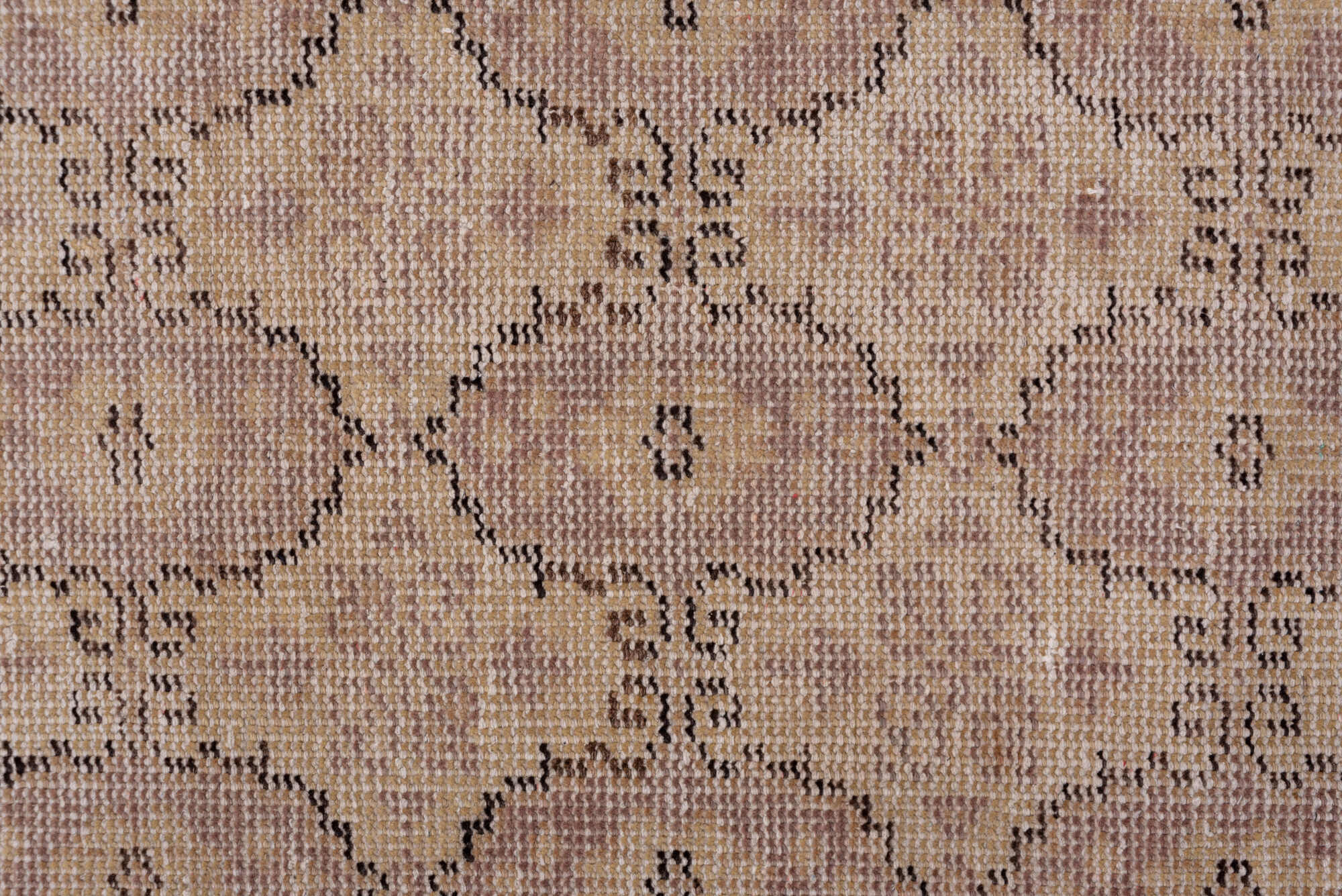 2' x 10' one-of-a-kind handmade vintage Oushak runner rug. Color palette: brown, gray, light gray, off-white, pink, red