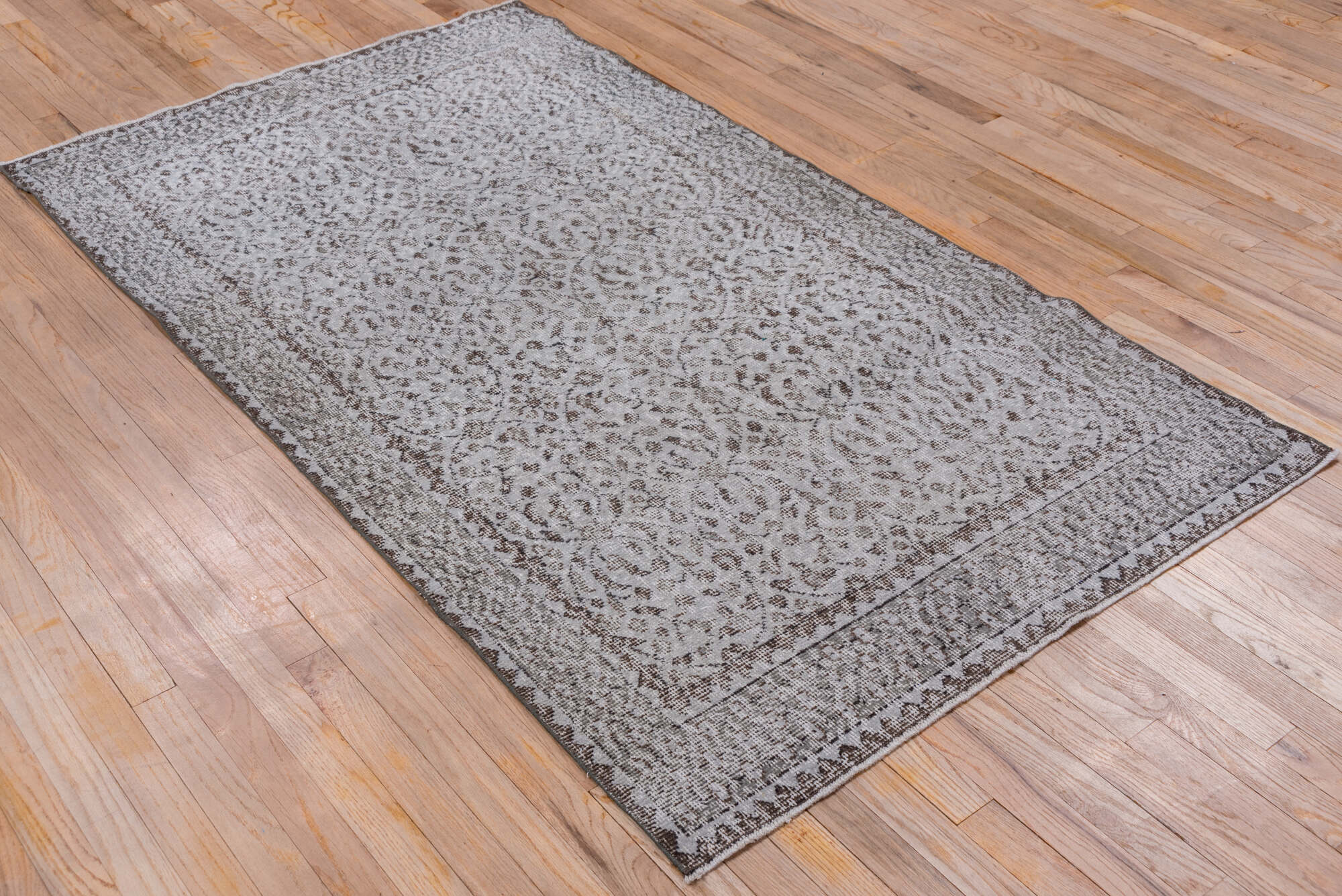 3' x 6' one-of-a-kind handmade vintage Overdyed small size rug. Color palette: black, blue, dark gray, dim gray, gainsboro