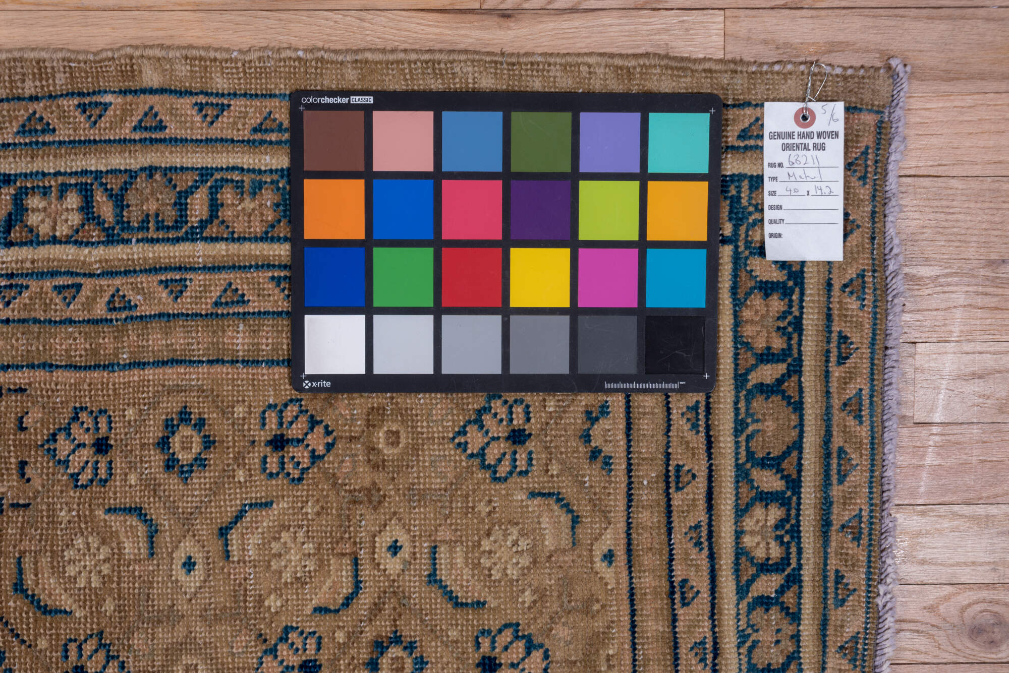 4' x 14' one-of-a-kind handmade vintage Mahal runner rug. Color palette: black, blue, gray, off-white, pink, snow, white