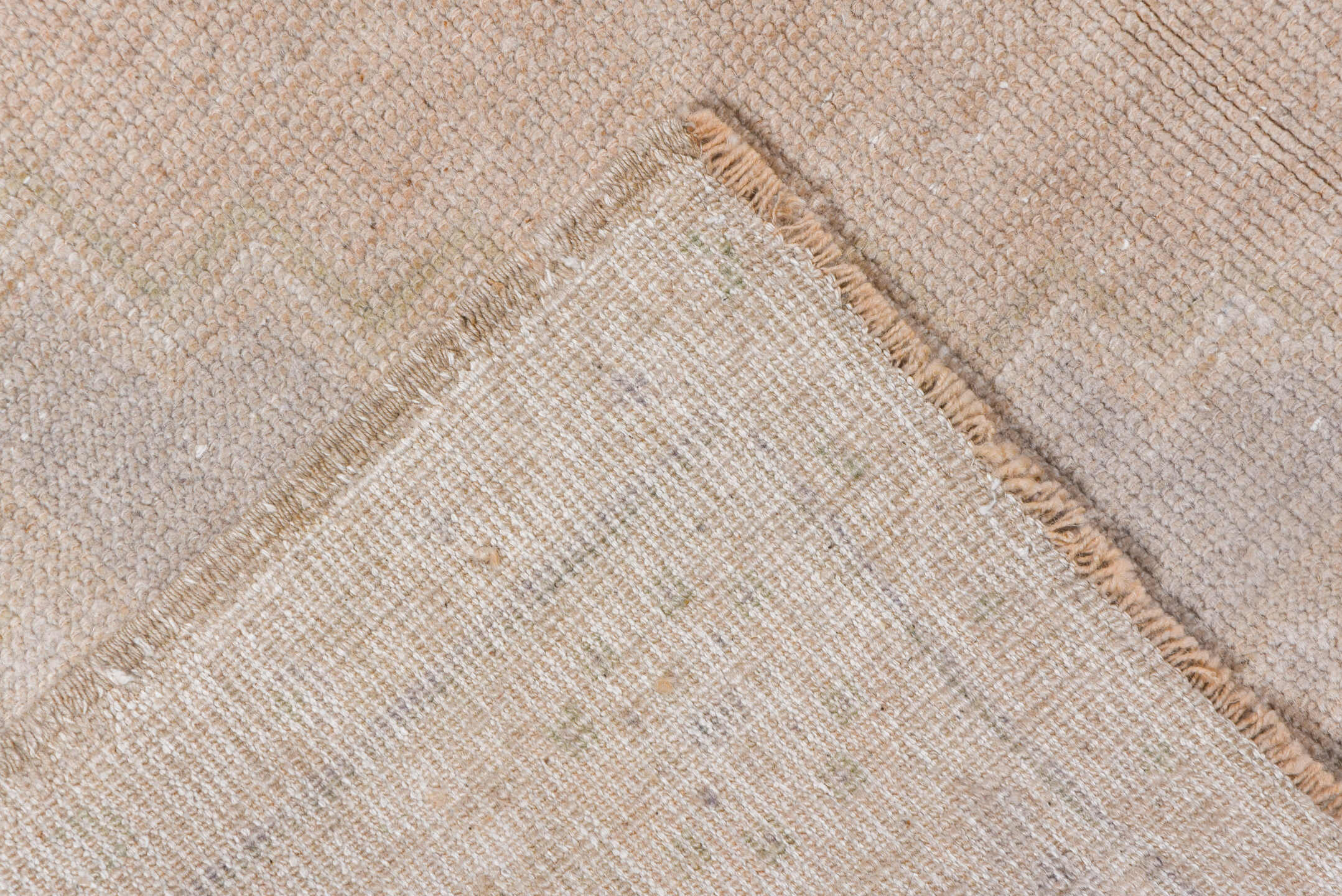 3' x 6' one-of-a-kind handmade vintage Oushak small size rug. Color palette: off-white, light gray, gray, pink, brown, white