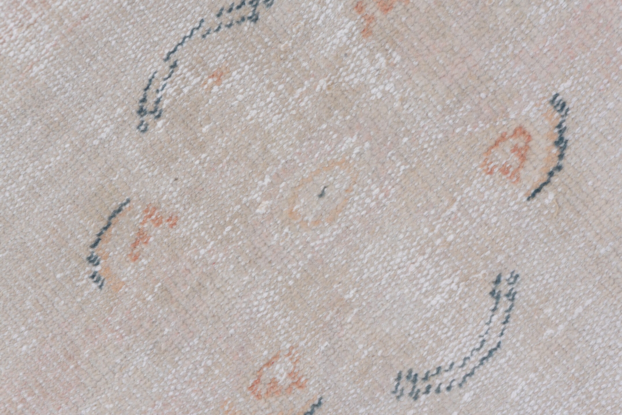 2' x 11' one-of-a-kind handmade vintage Oushak runner rug. Color palette: light gray, off-white, gray, pink, brown