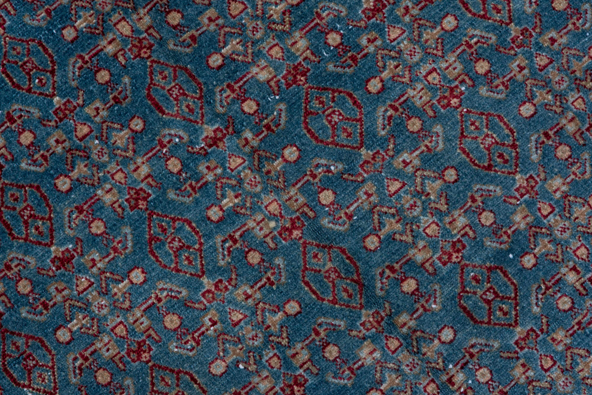 3' x 9' one-of-a-kind handmade vintage Senne runner rug. Color palette: arapawa, blue, brown, dark gray, fiord, gray, pink