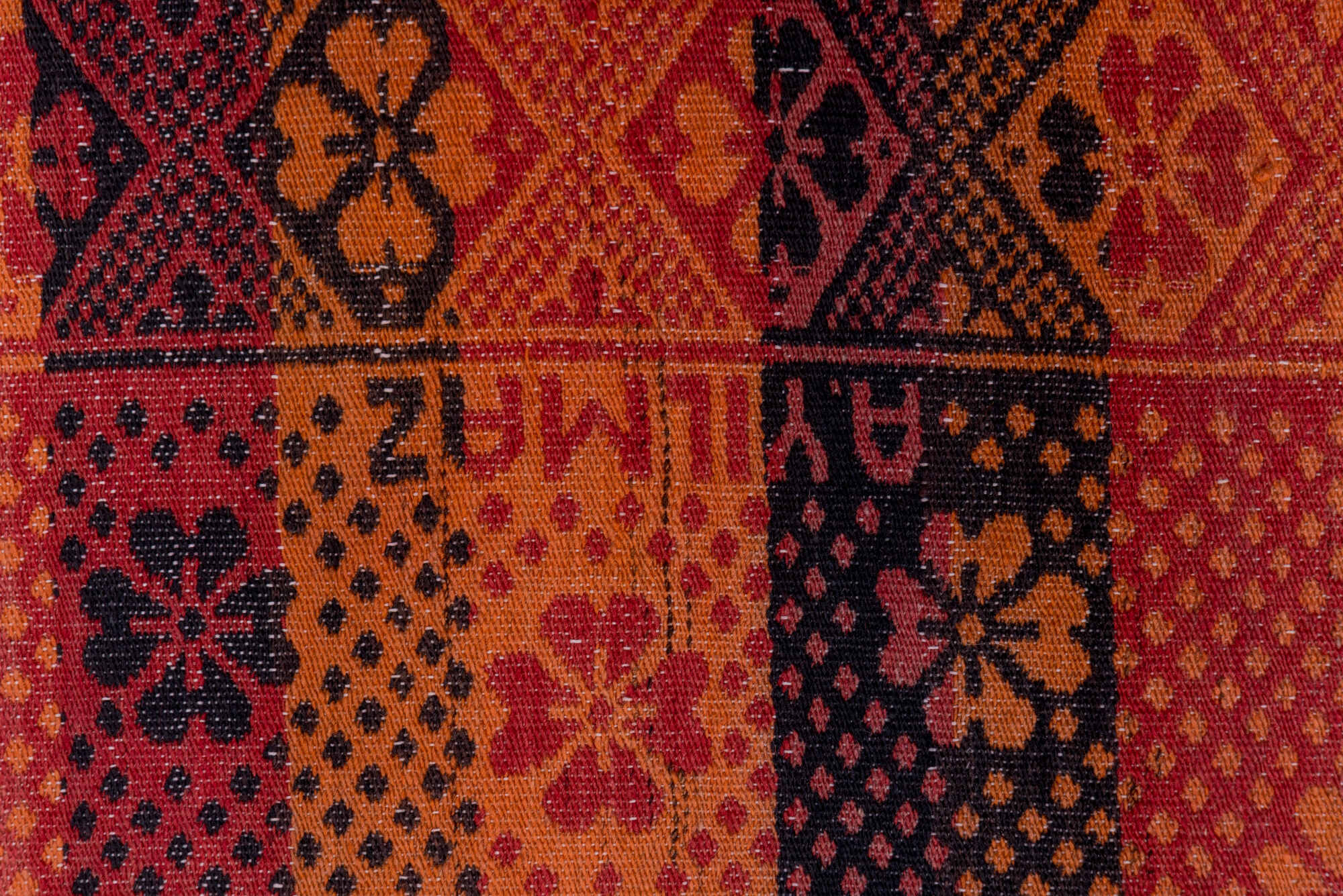 5' x 11' one-of-a-kind handmade vintage Kilim rug. Color palette: black, brown, gray, pink, red, wine