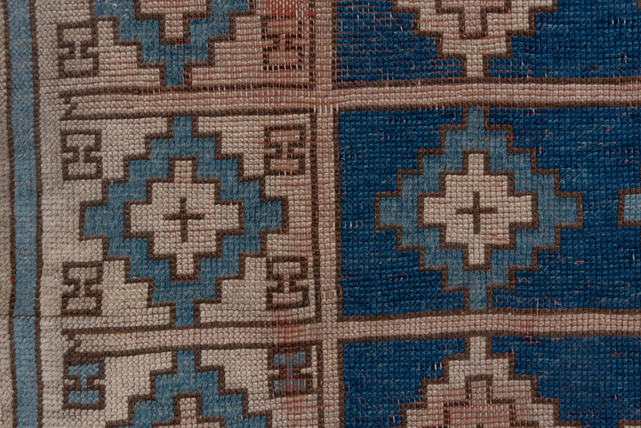 3' x 6' one-of-a-kind handmade vintage Oushak small size rug. Color palette: gray, pink, blue, off-white, brown, black