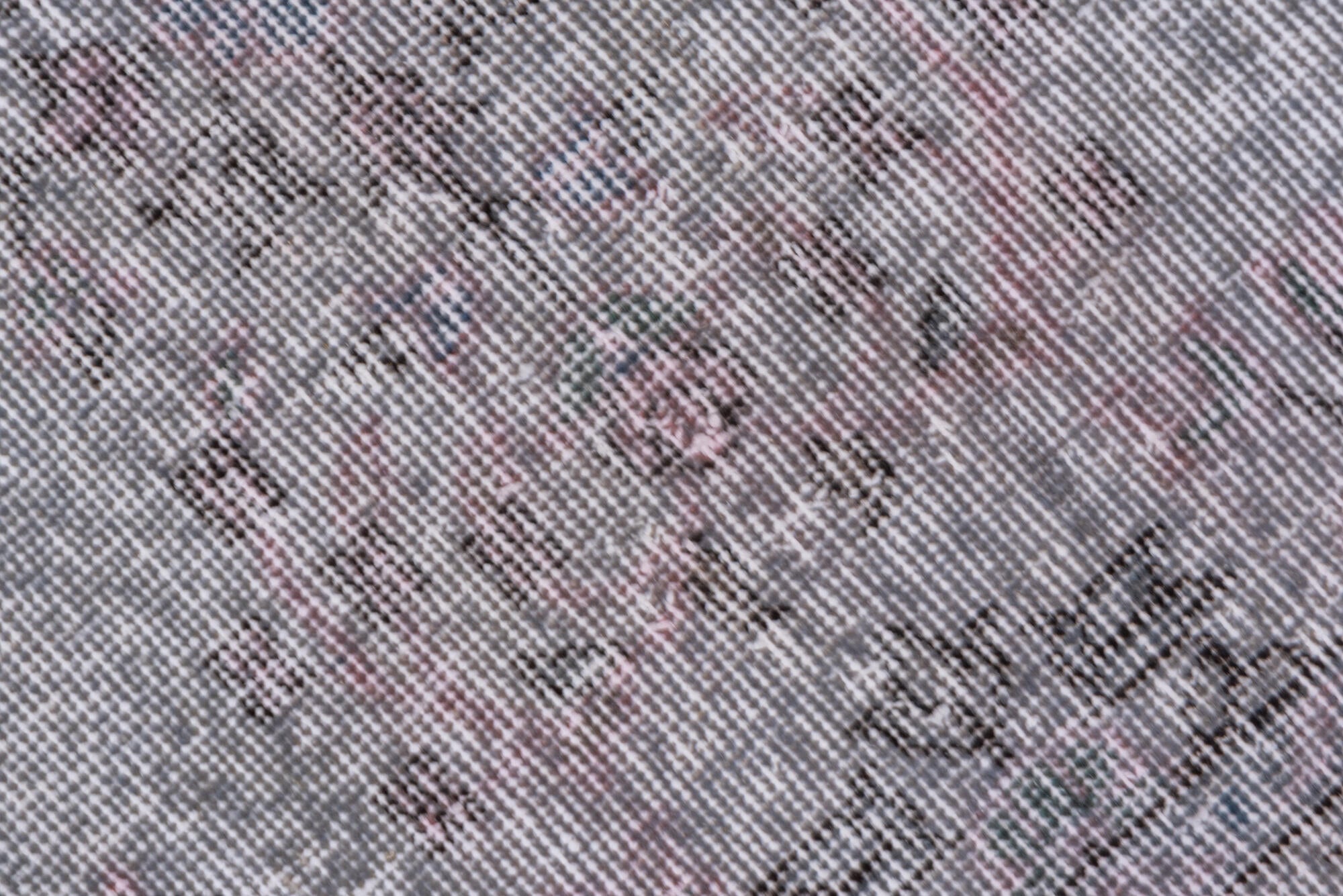 3' x 6' one-of-a-kind handmade vintage Overdyed small size rug. Color palette: dark gray, dim gray, gainsboro, gray