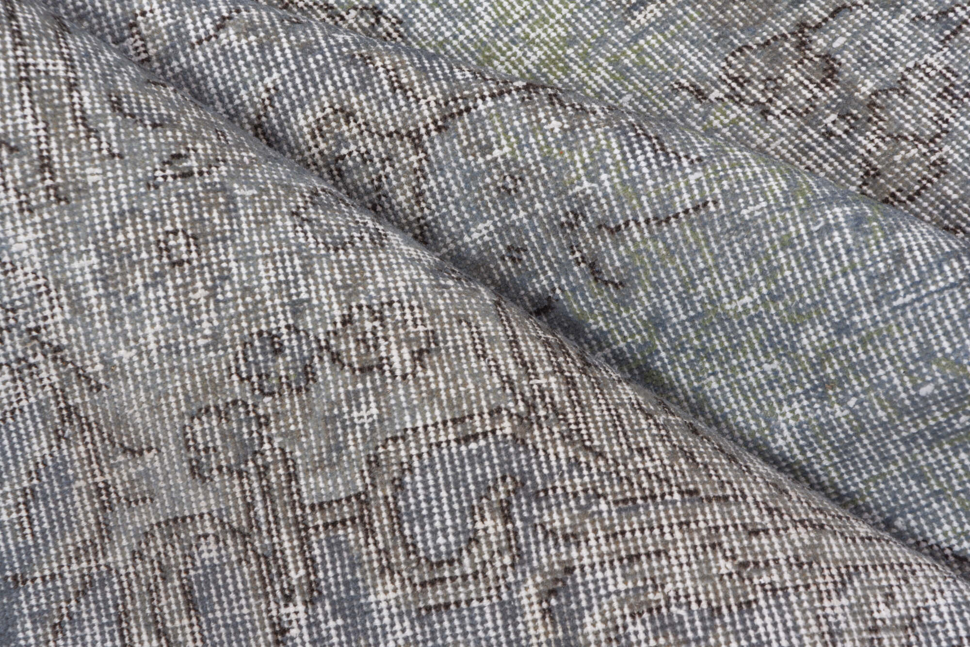 3' x 6' one-of-a-kind handmade vintage Oushak small size rug. Color palette: dark gray, dim gray, gainsboro, gray