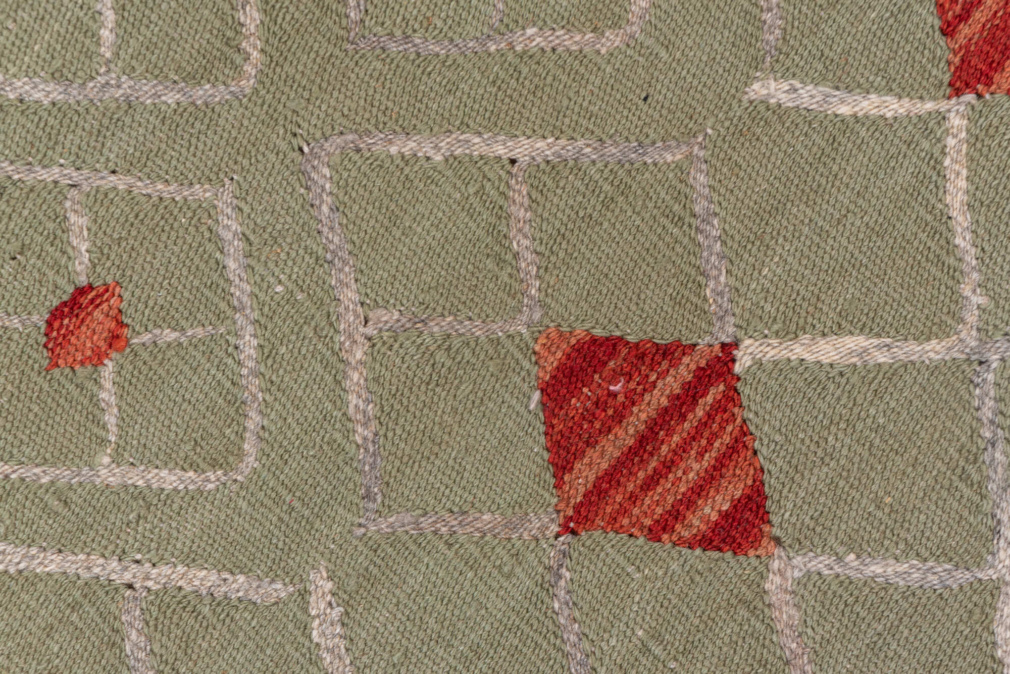 3' x 4' one-of-a-kind handmade vintage Kilim small size rug. Color palette: brown, gray, light gray, off-white, pink, red