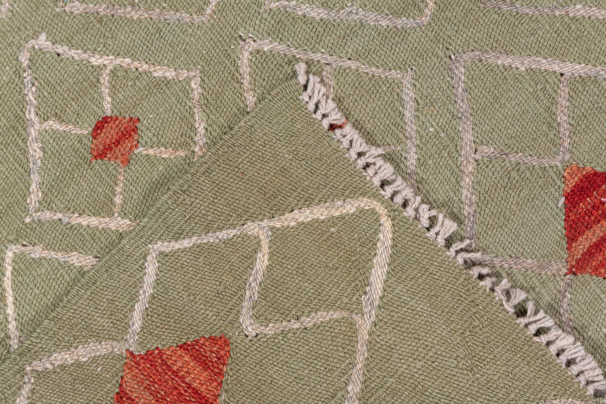 3' x 4' one-of-a-kind handmade vintage Kilim small size rug. Color palette: brown, gray, light gray, off-white, pink, red