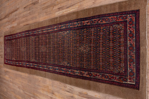 Antique Cam Hamadan Runner Rug (3' x 14')