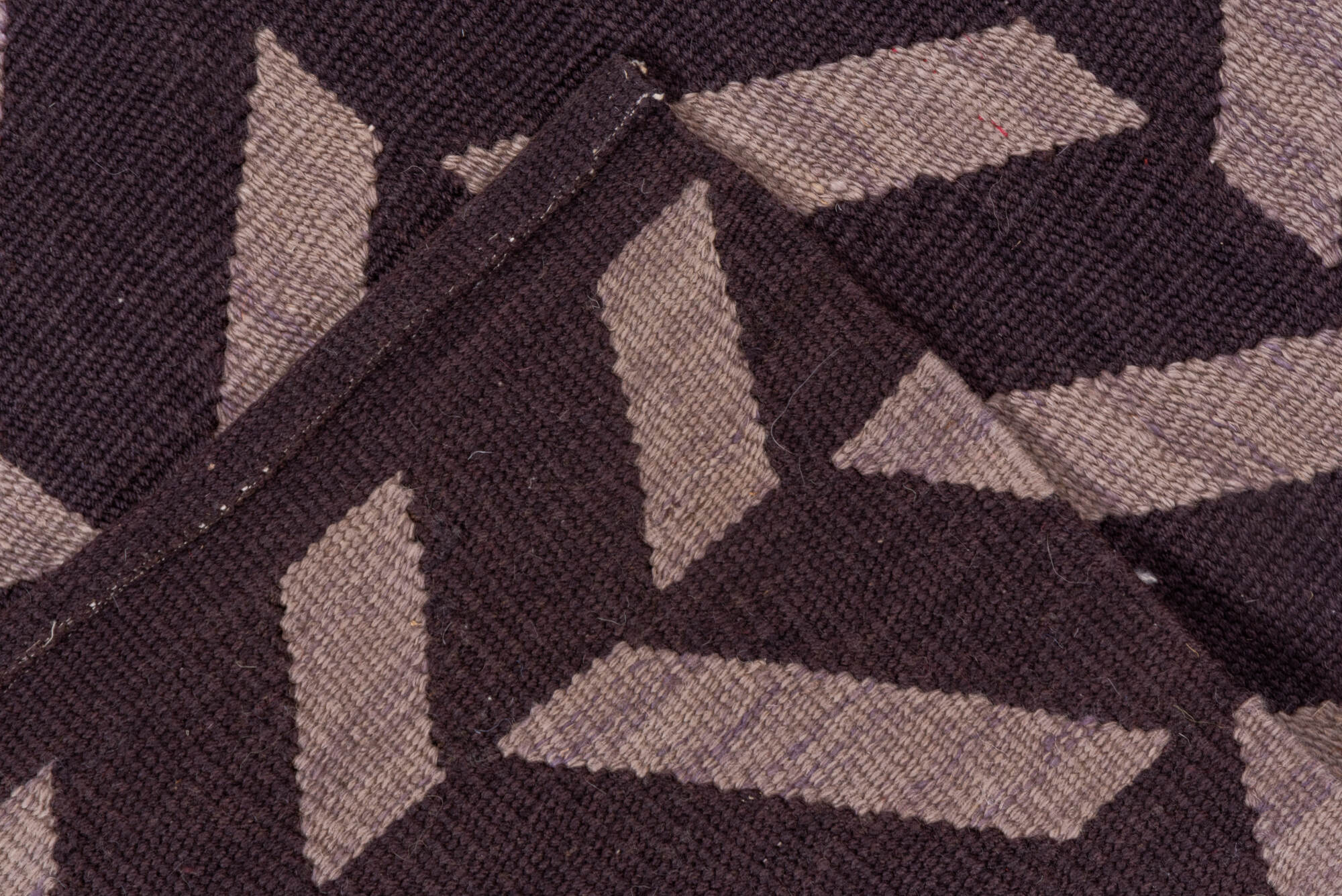 3' x 5' one-of-a-kind handmade vintage Kilim small size rug. Color palette: brown, dark gray, gray, light gray, off-white