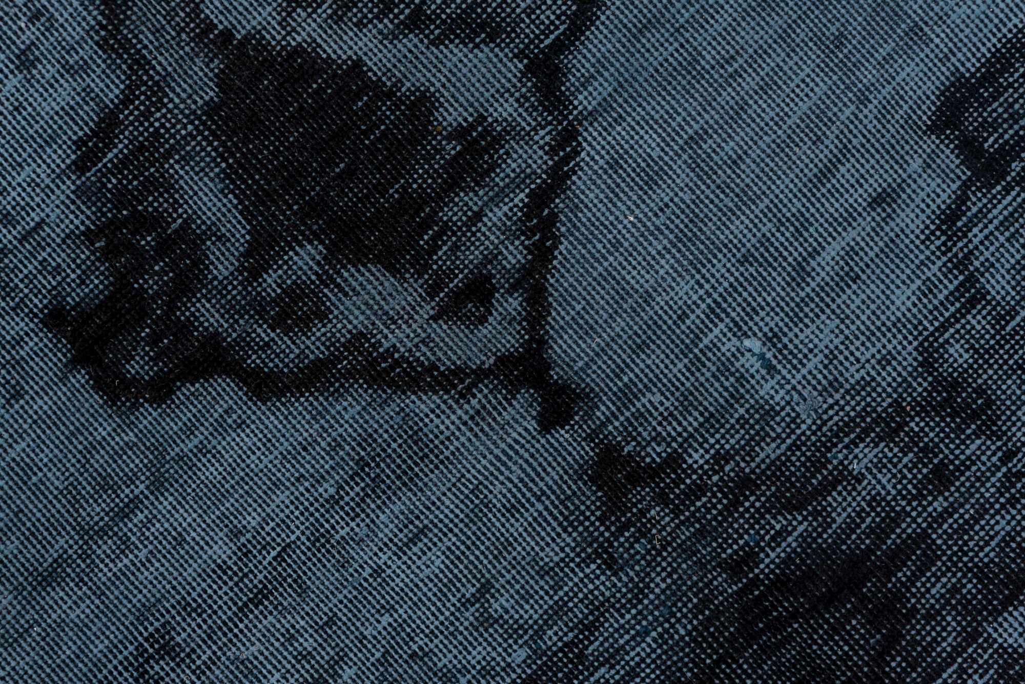 9' x 12' one-of-a-kind handmade vintage Overdyed large size rug. Color palette: black, blue, charcoal, dim gray, gray