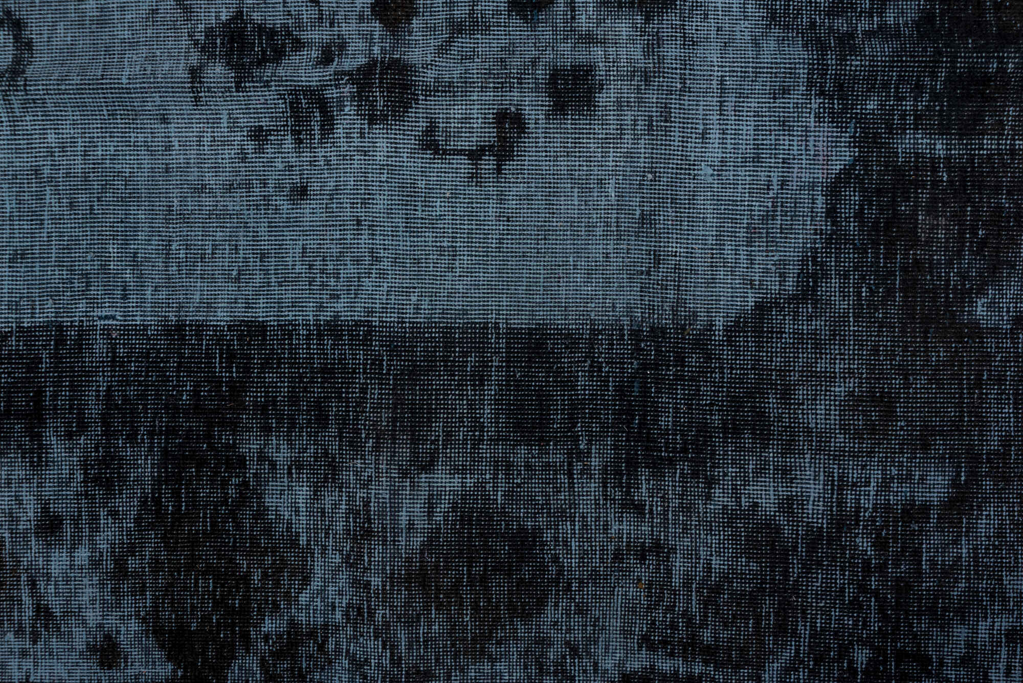 9' x 12' one-of-a-kind handmade vintage Overdyed large size rug. Color palette: black, blue, charcoal, dim gray, gray