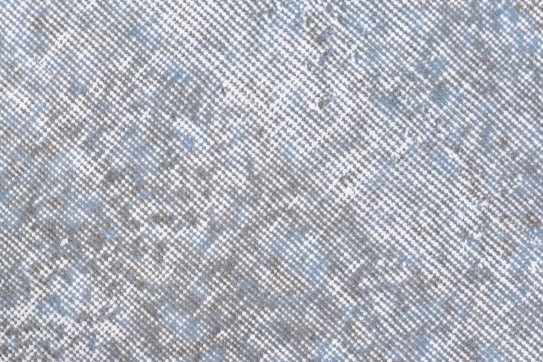 6' x 9' one-of-a-kind handmade vintage Overdyed medium size rug. Color palette: off-white, gray, light gray, light blue