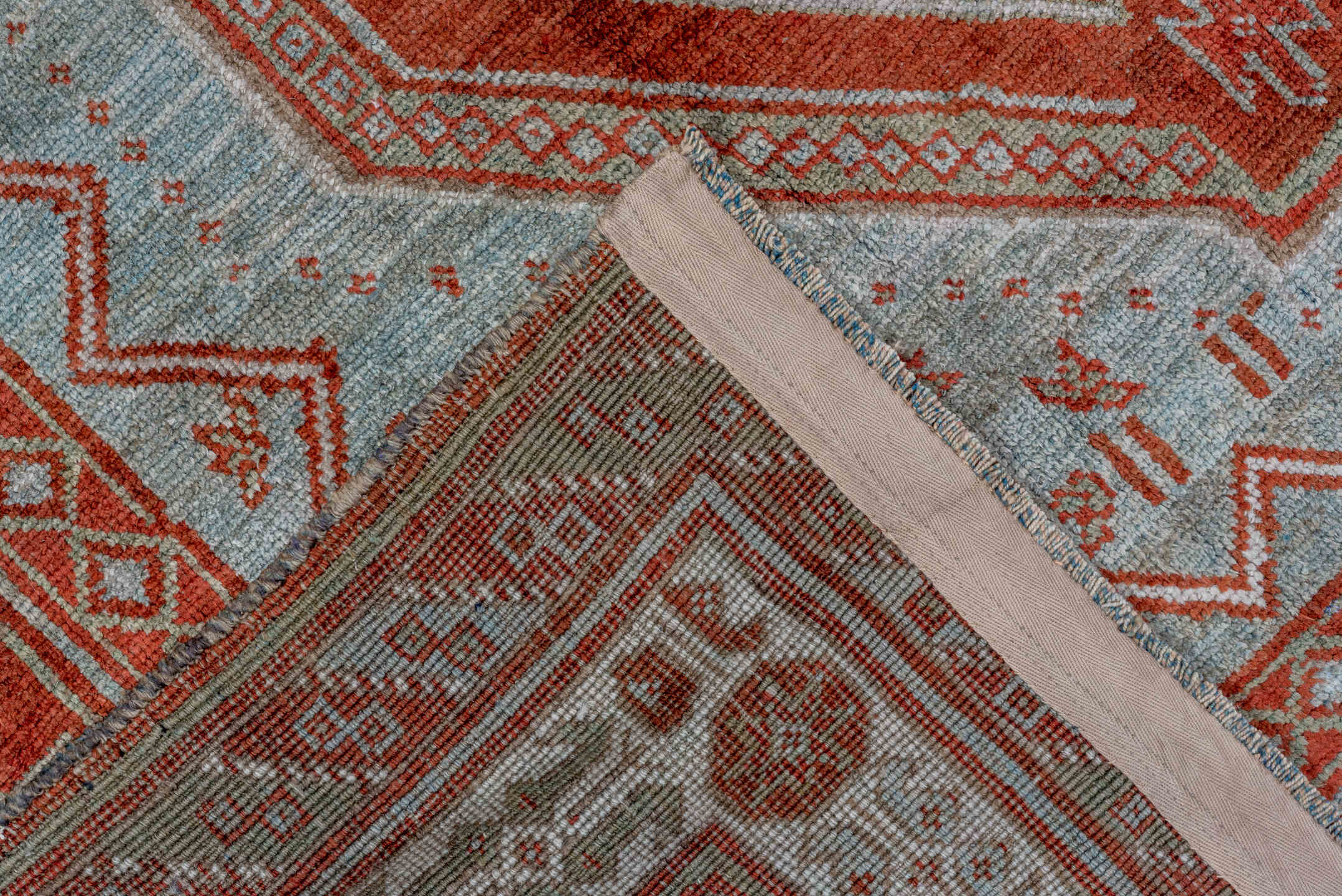 4' x 7' one-of-a-kind handmade vintage Caucasian rug. Color palette: gray, pink, brown, light gray