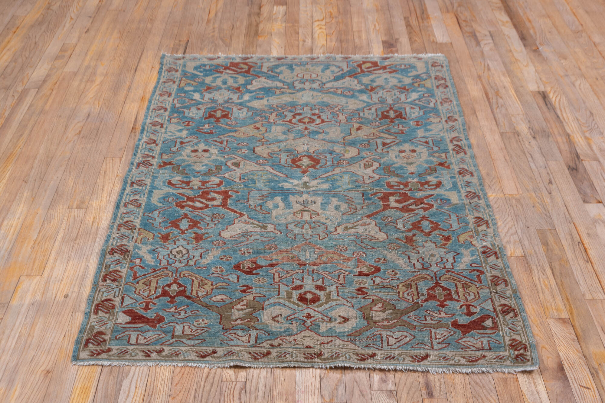 3' x 5' one-of-a-kind handmade vintage Sumak small size rug. Color palette: brown, dark gray, dim gray, gainsboro, gray