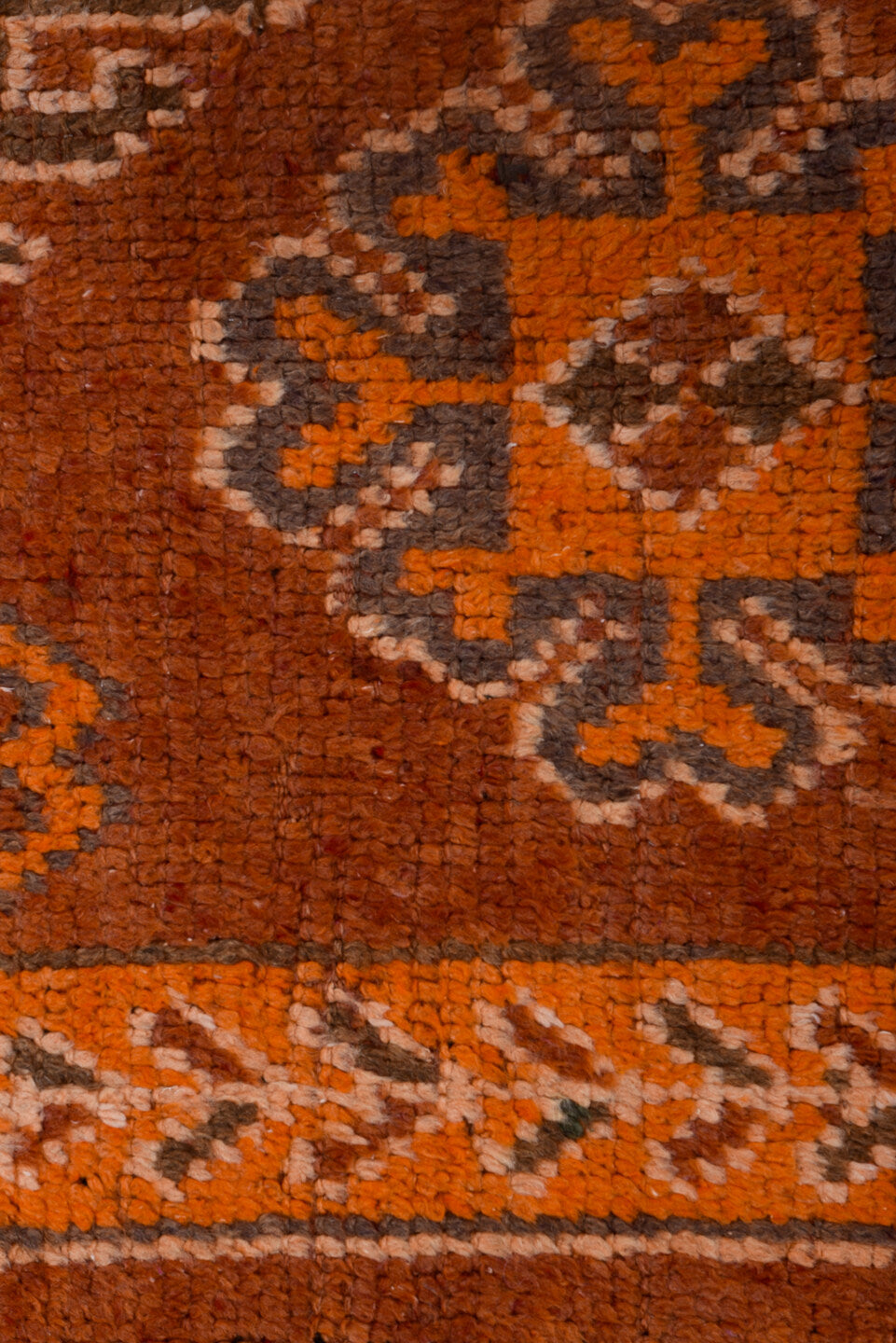 6' x 11' one-of-a-kind handmade vintage Moroccan large size rug. Color palette: brown, pink, off-white, red, black