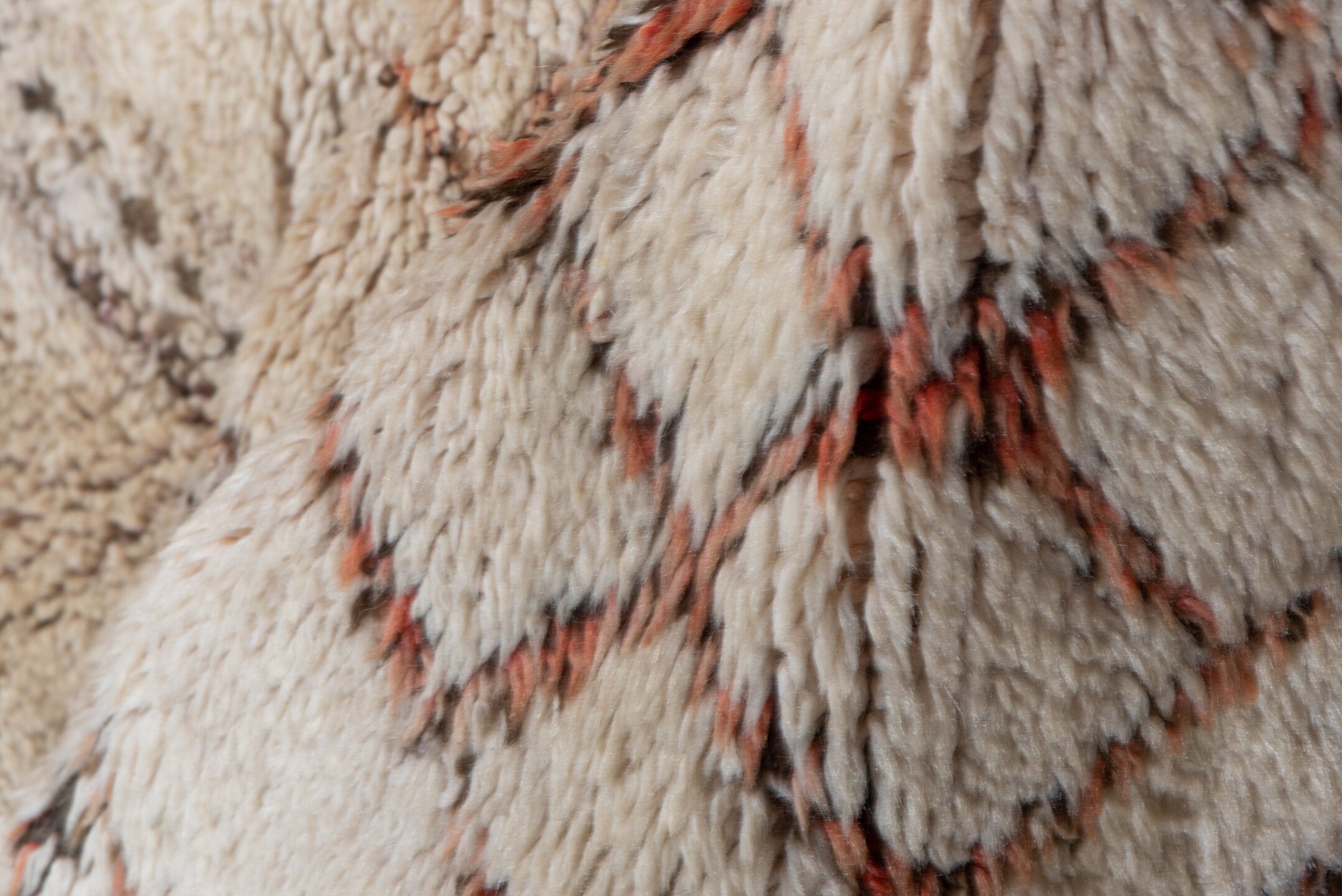 6' x 12' one-of-a-kind handmade vintage Moroccan large size rug. Color palette: brown, pink, gray, light gray, off-white