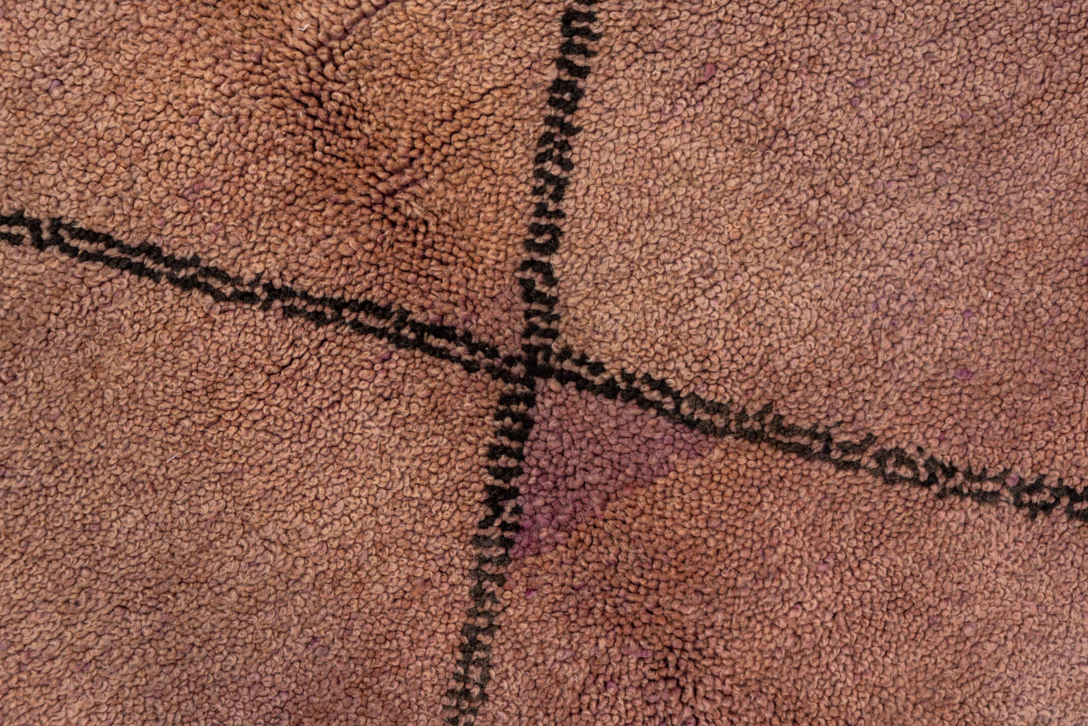 5' x 9' one-of-a-kind handmade vintage Moroccan medium size rug. Color palette: brown, pink, gray, light gray, red, black