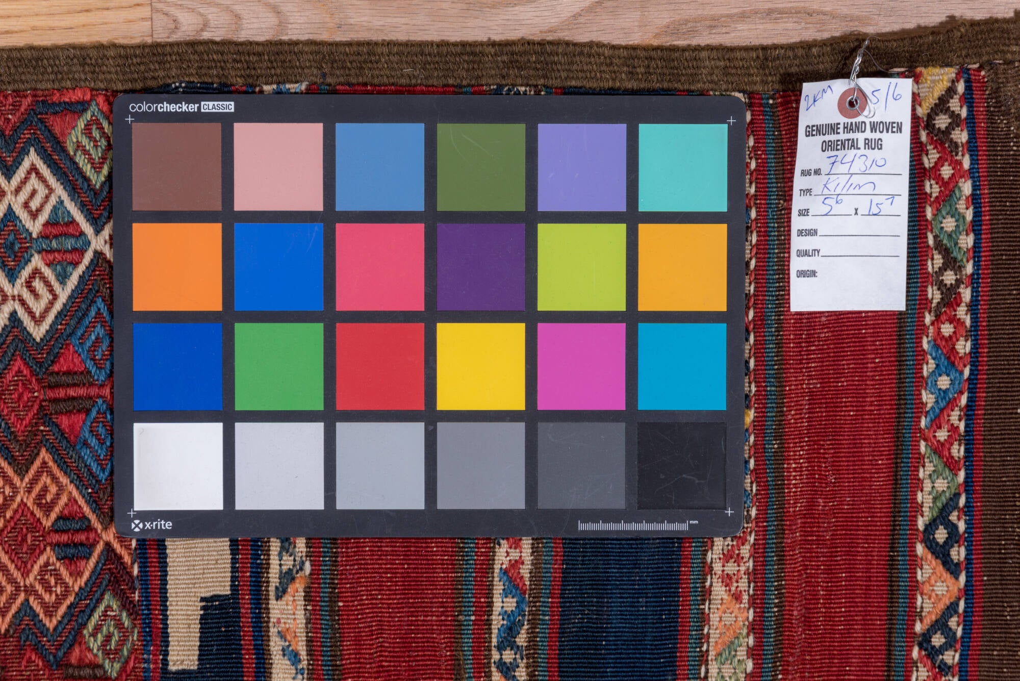 5' x 15' one-of-a-kind handmade vintage Kilim rug. Color palette: arapawa, blue, brown, gray, pink, red, slate gray