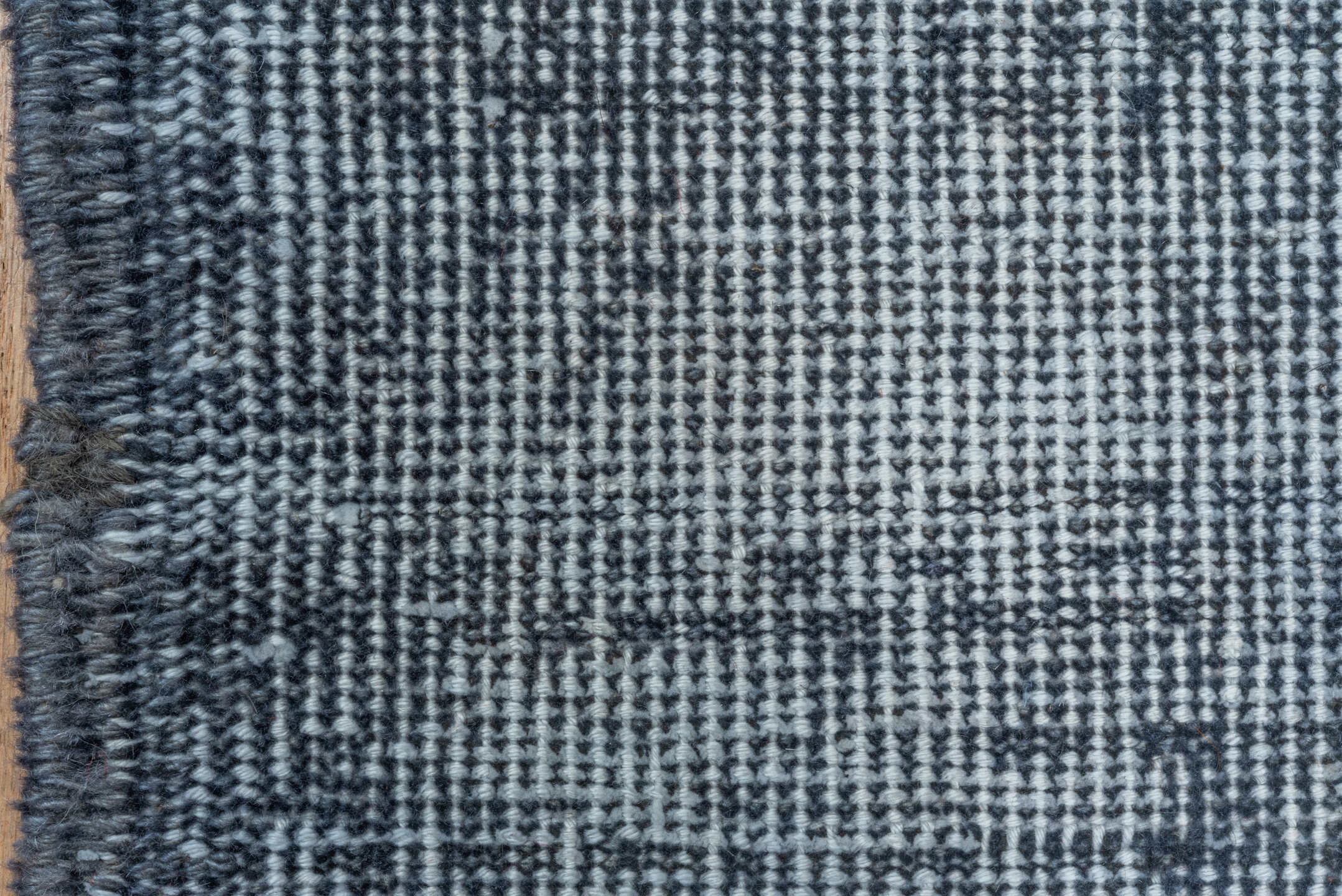 7' x 10' one-of-a-kind handmade vintage Overdyed large size rug. Color palette: gray, blue, light blue, dark gray, dim gray