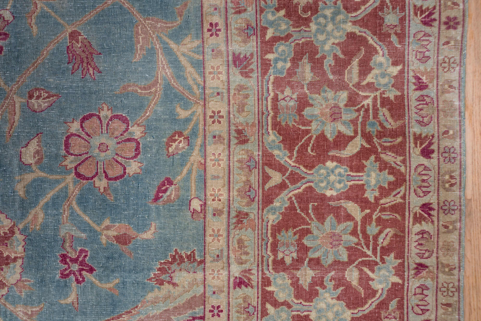 11' x 17' one-of-a-kind handmade vintage Sivas oversize rug. Color palette: blue, brown, dim gray, gray, light blue