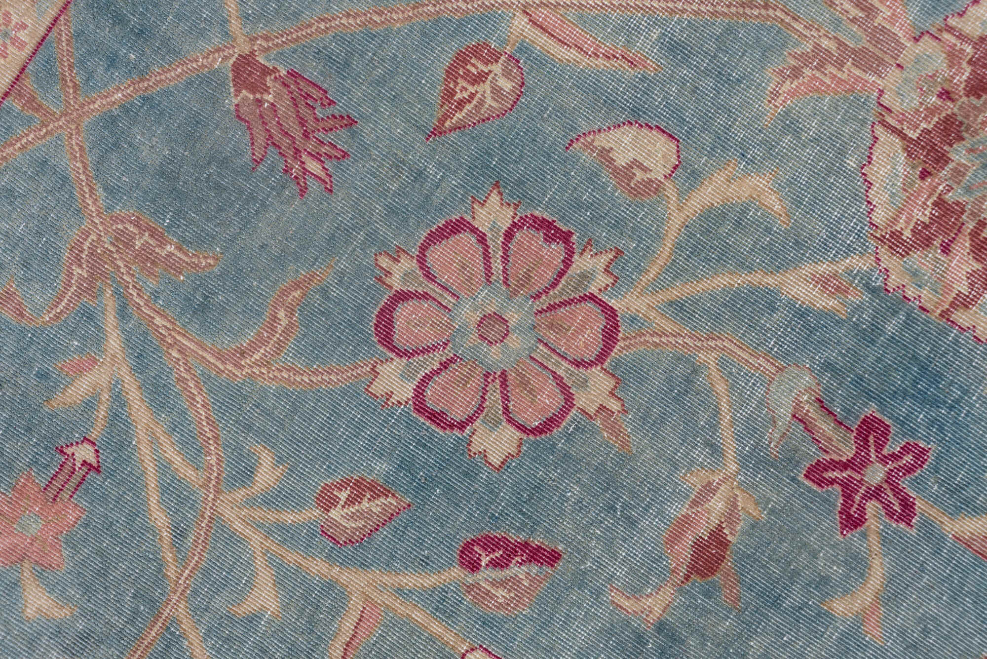 11' x 17' one-of-a-kind handmade vintage Sivas oversize rug. Color palette: blue, brown, dim gray, gray, light blue