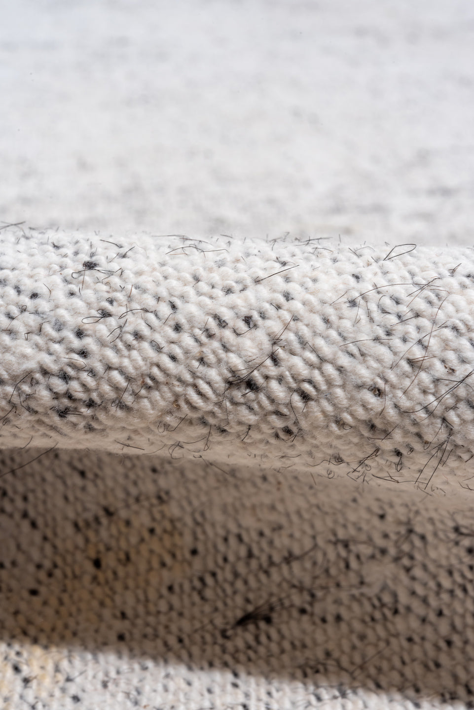 2' x 47' one-of-a-kind handmade vintage Flatweave runner rug. Color palette: off-white, gray, light gray, light blue, white