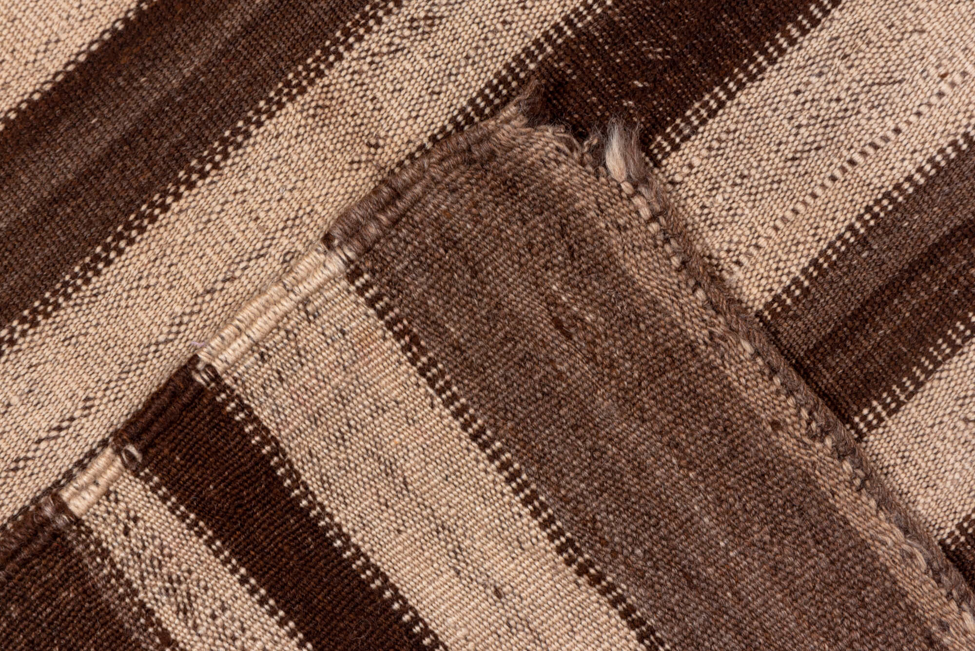 5' x 11' one-of-a-kind handmade vintage Kilim runner rug. Color palette: brown, gray, light gray, off-white, pink, redwood