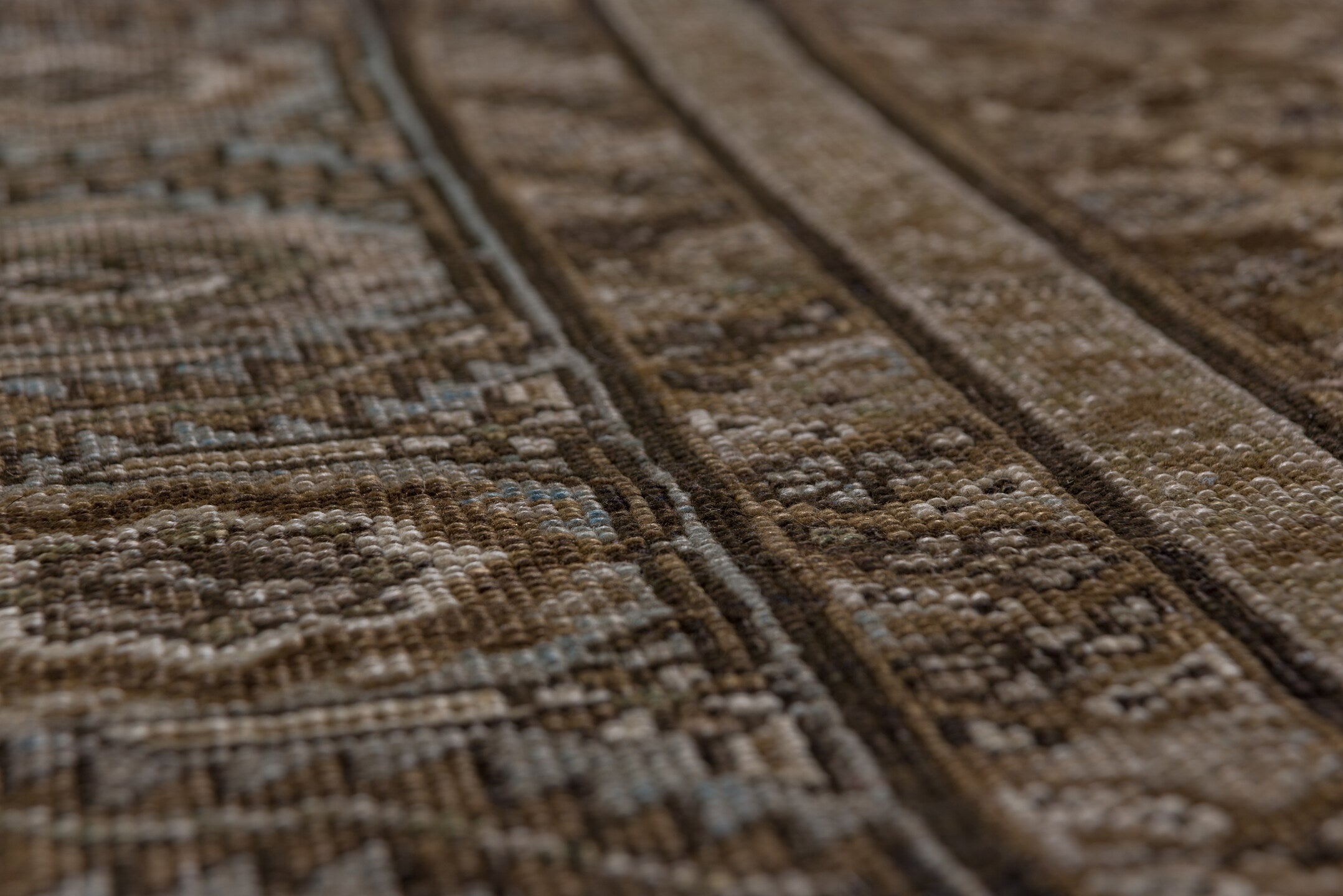 6' x 7' one-of-a-kind handmade vintage Karabagh rug. Color palette: gray, brown, dim gray