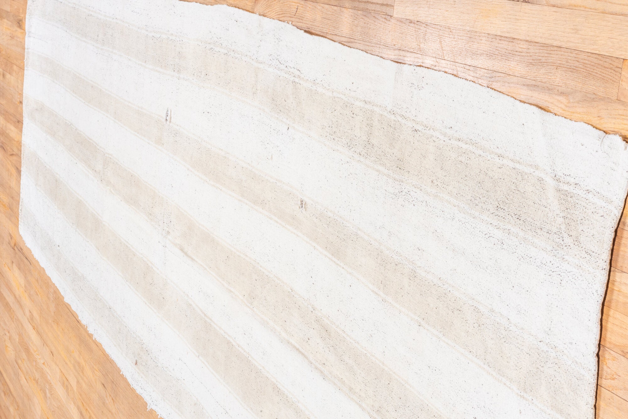 4' x 12' one-of-a-kind handmade vintage Flatweave runner rug. Color palette: gainsboro, gray, lavender blush, light gray