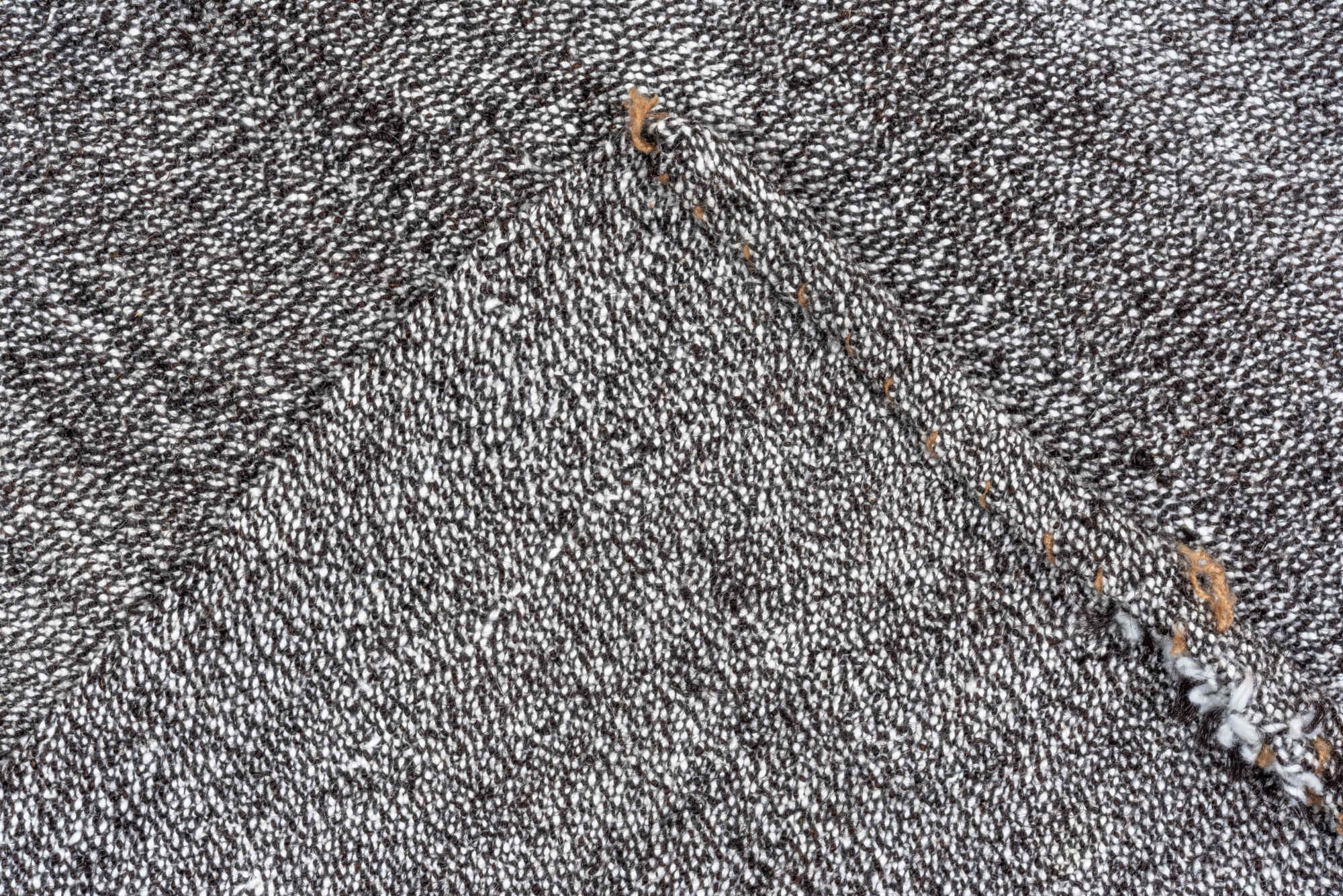 7' x 9' one-of-a-kind handmade vintage Flatweave rug. Color palette: black, blue, charcoal, dark gray, dim gray, gainsboro