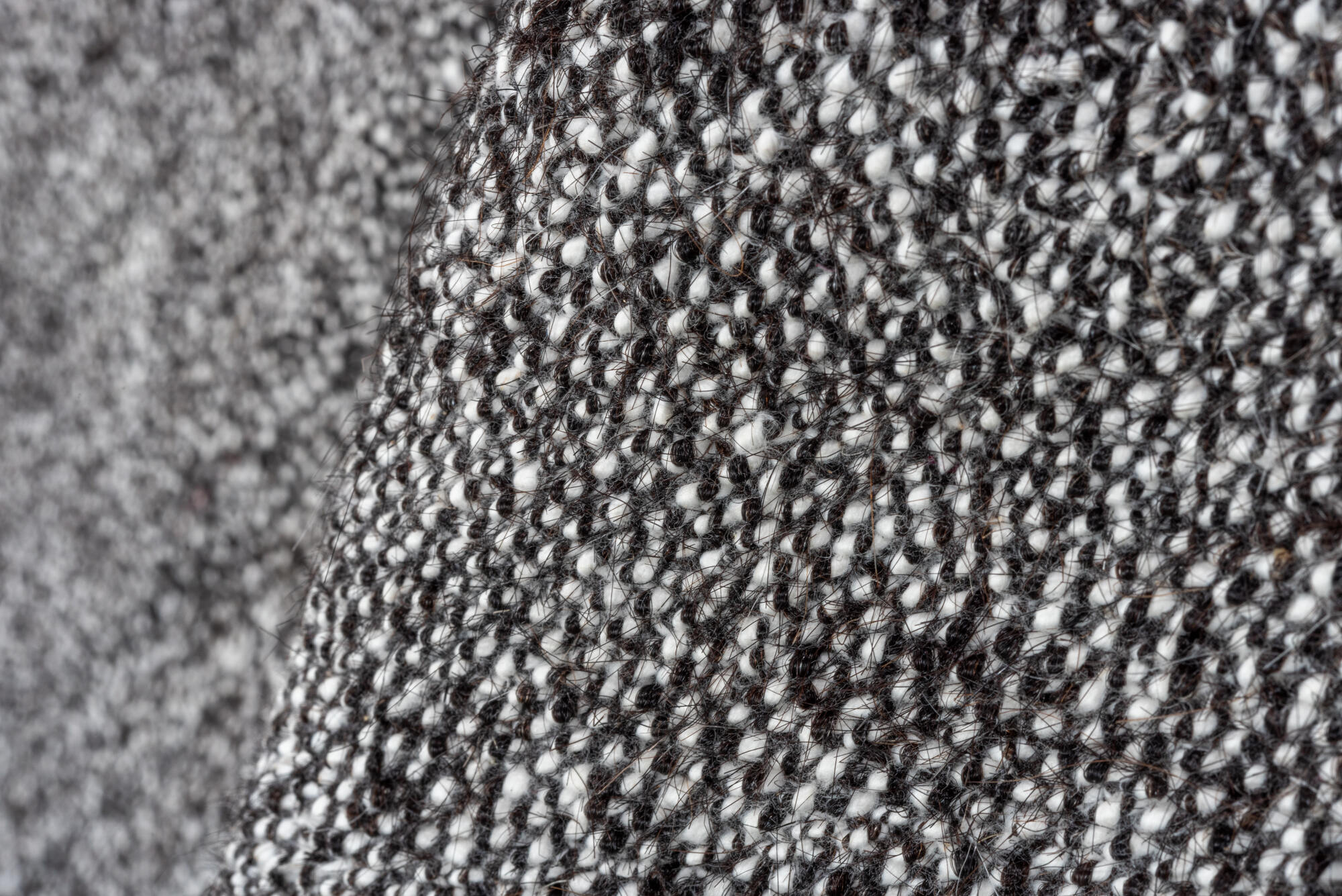 7' x 9' one-of-a-kind handmade vintage Flatweave rug. Color palette: black, blue, charcoal, dark gray, dim gray, gainsboro