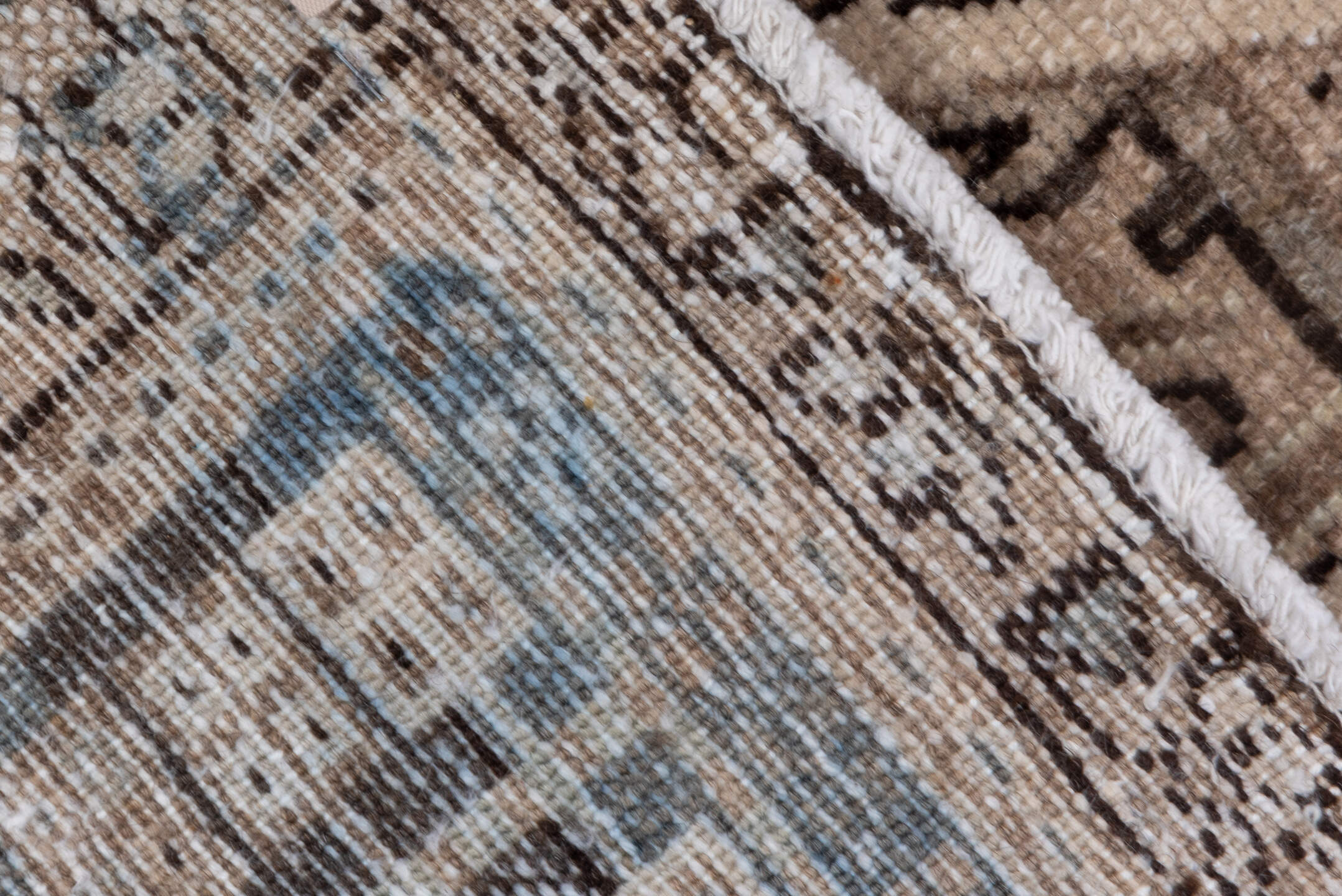 8' x 11' one-of-a-kind handmade vintage Karaje large size rug. Color palette: brown, gray, light gray, pink, dark gray