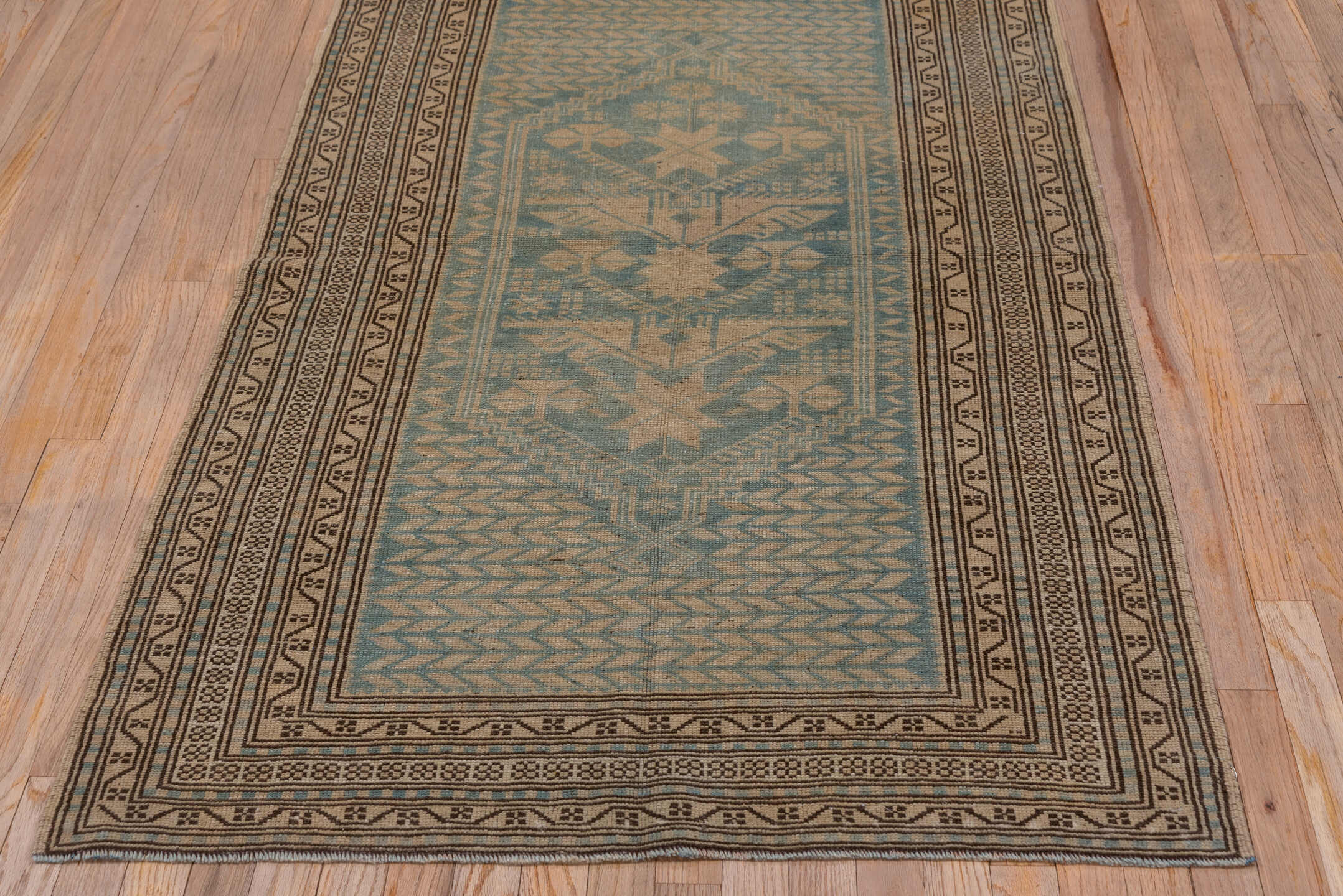 3' x 6' one-of-a-kind handmade vintage Anatol small size rug. Color palette: brown, gray, black