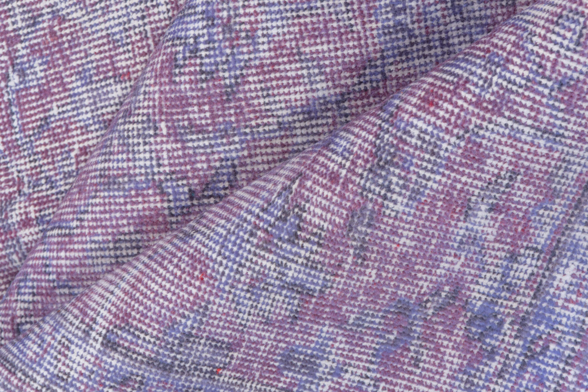 6' x 10' one-of-a-kind handmade vintage Overdyed large size rug. Color palette: gray, light blue, light gray, off-white