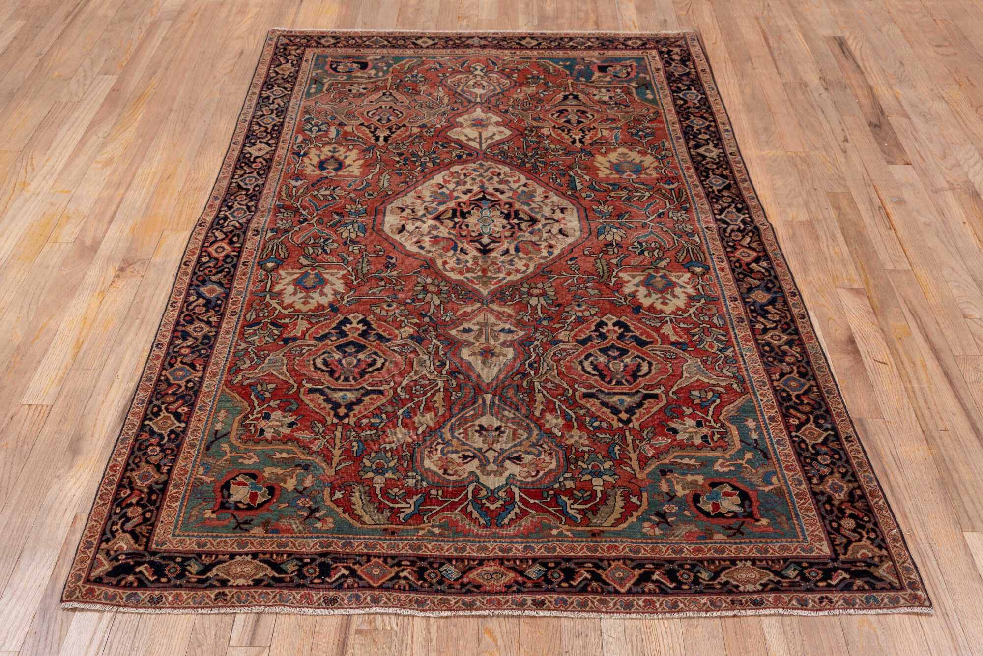 4' x 6' one-of-a-kind handmade vintage Far.Sarouk small size rug. Color palette: black, blue, brown, charcoal, gray