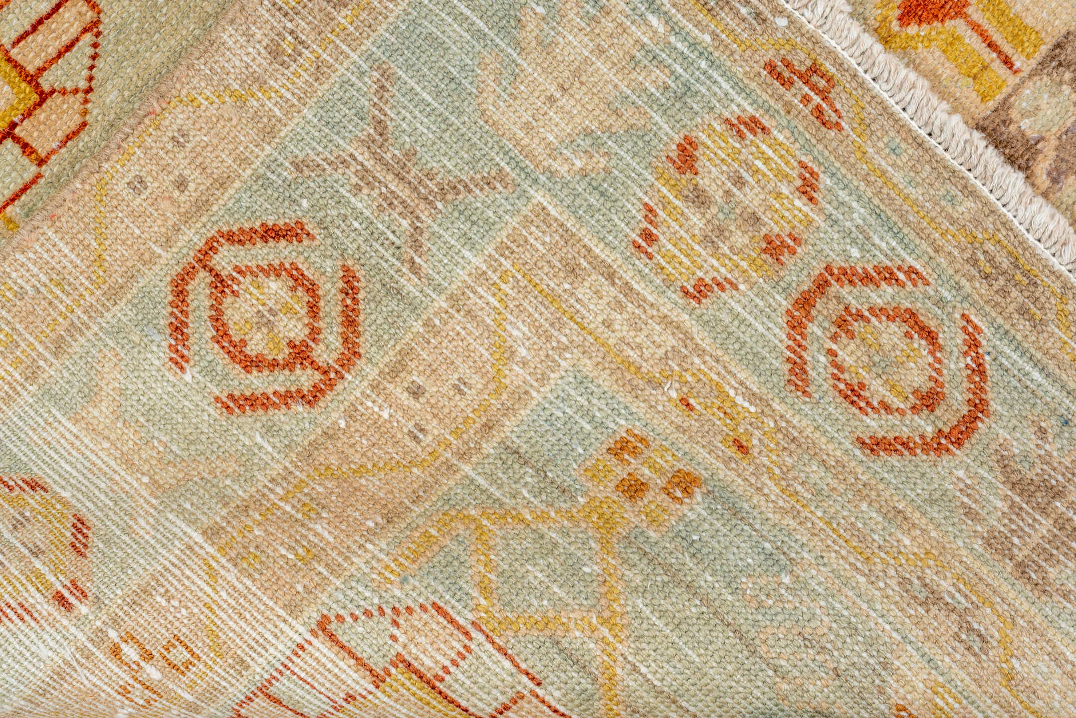 4' x 6' one-of-a-kind handmade vintage Malayer small size rug. Color palette: brown, orange, off-white, tan