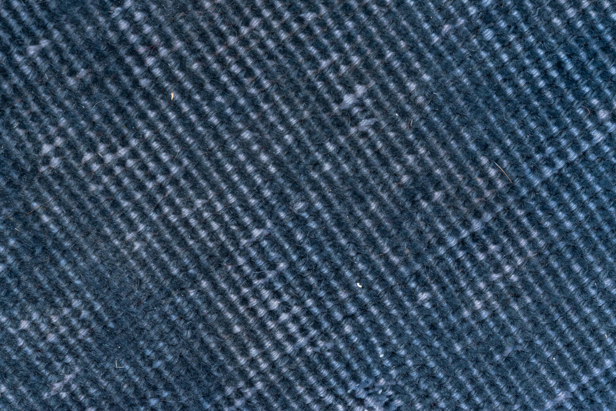 3' x 19' one-of-a-kind handmade vintage Overdyed runner rug. Color palette: blue, fiord, gray, light gray, off-white, silver