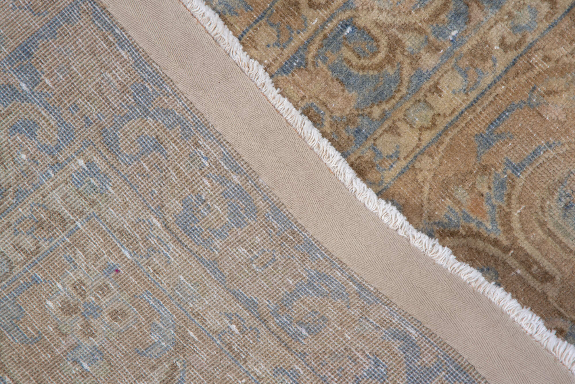 9' x 12' one-of-a-kind handmade vintage Kashan large size rug. Color palette: brown, dark gray, gray, light gray, pink