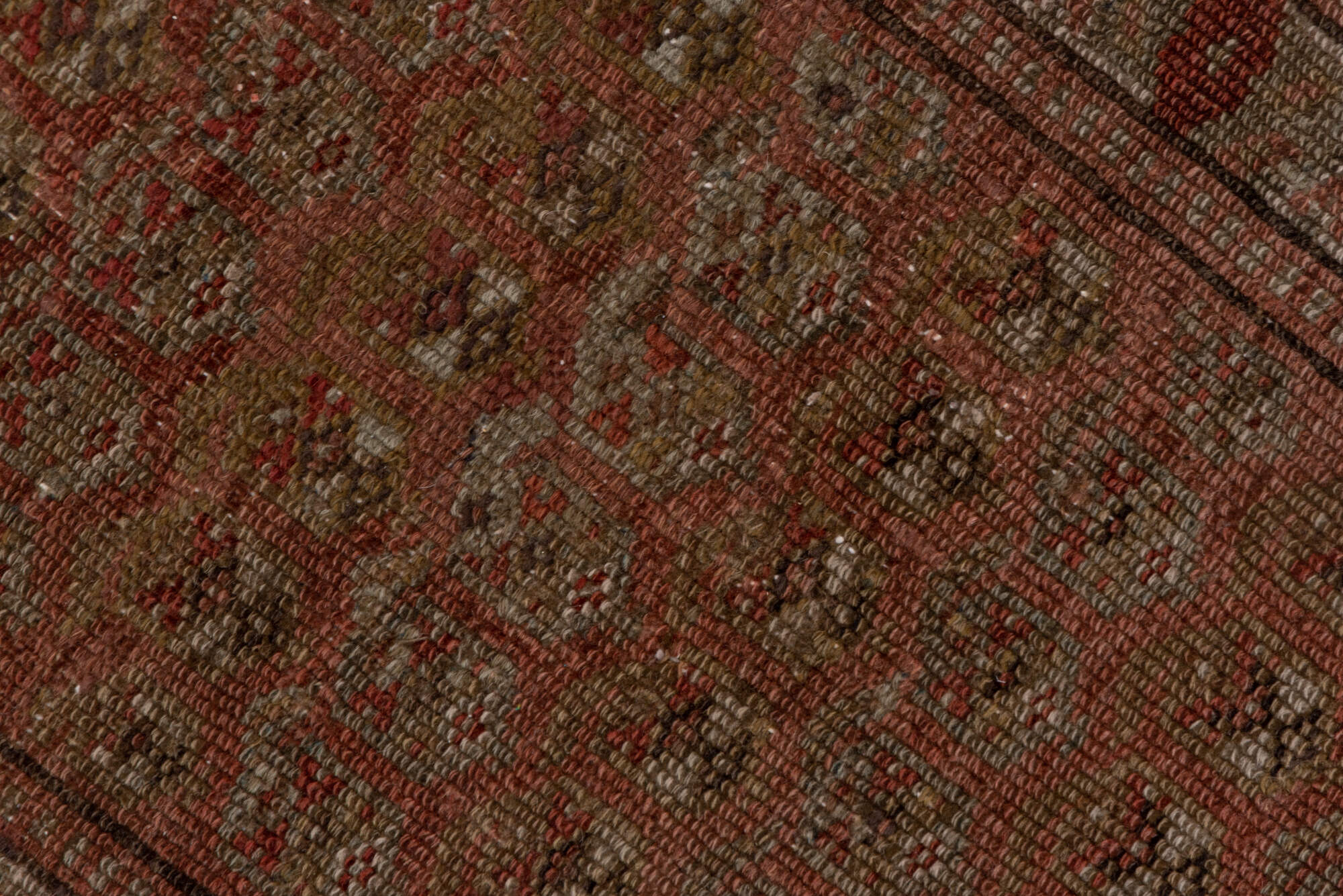 2' x 17' one-of-a-kind handmade vintage NW Persian runner rug. Color palette: brown, off-white, pink, snow, white