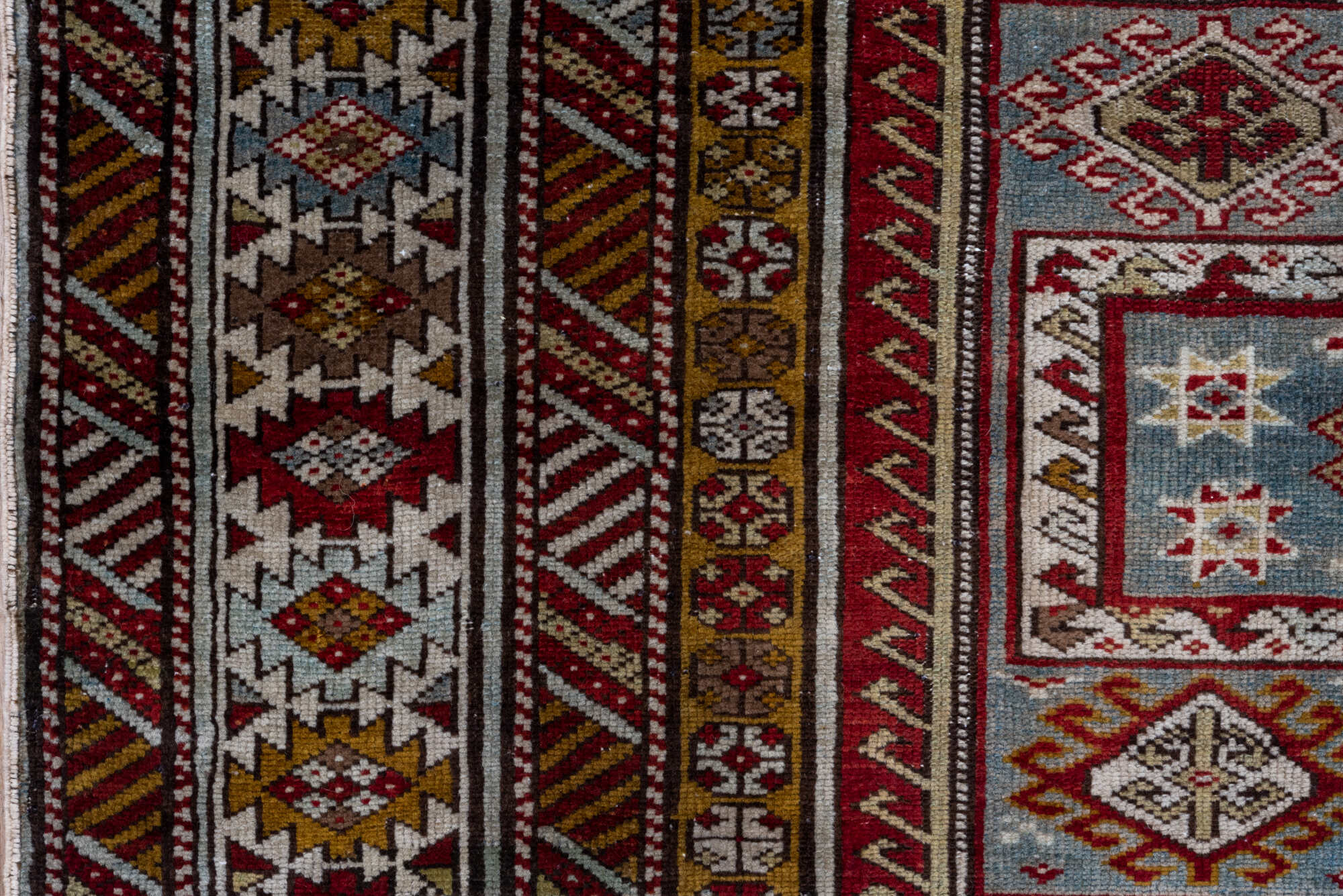 4' x 6' one-of-a-kind handmade vintage Shirvan small size rug. Color palette: brown, gray, pink, red